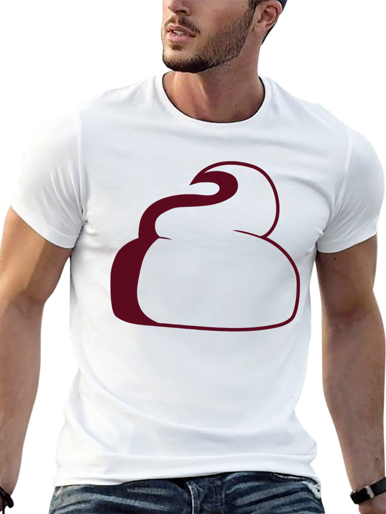 Unique Graphic Tee - Burgundy Swirl Design Black T-Shirt