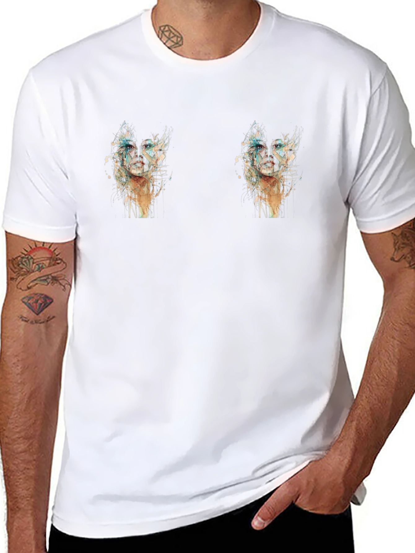 Mens Graphic Black T-Shirt - Cactus Design