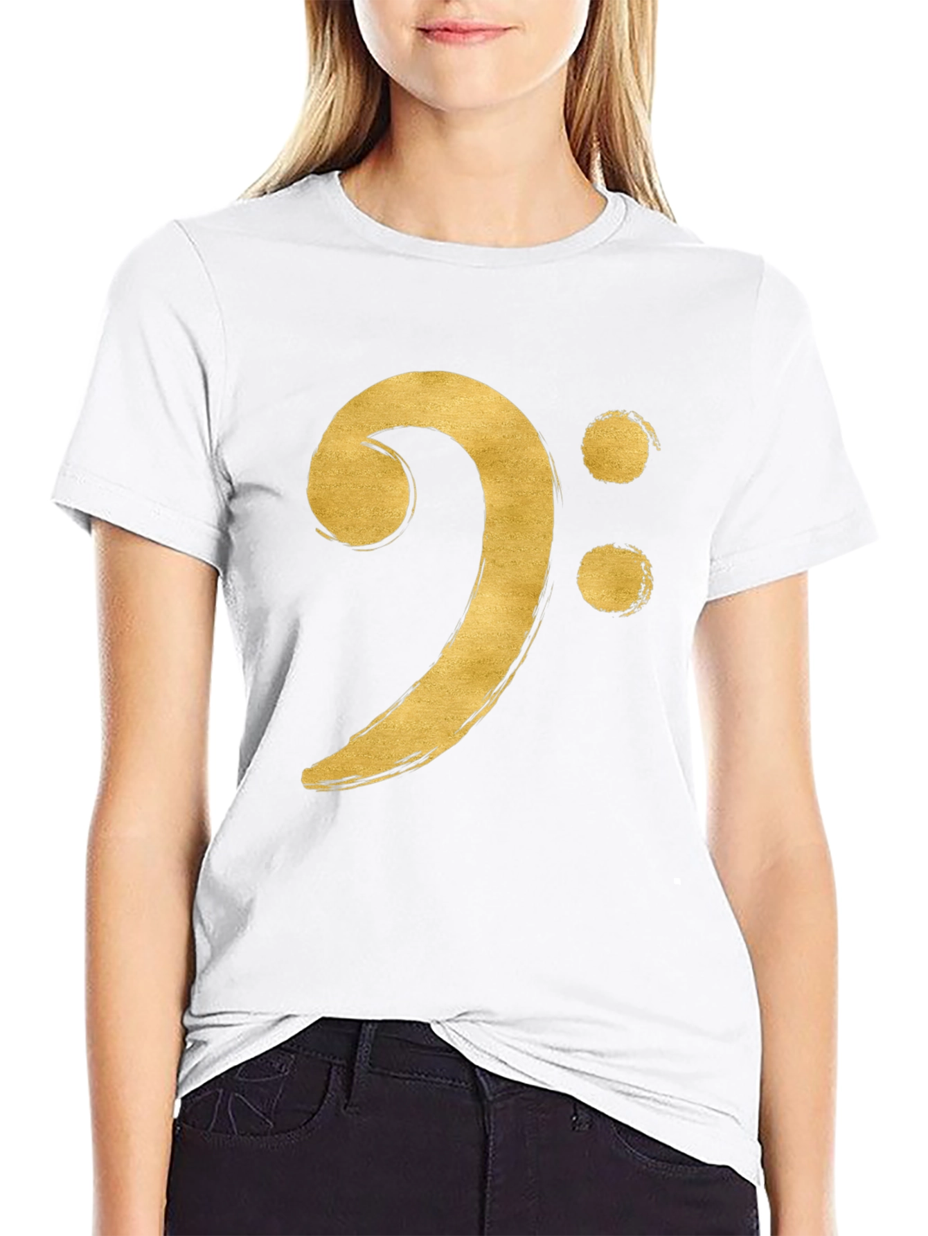 Bass Clef T-Shirt - Musical Golden Style