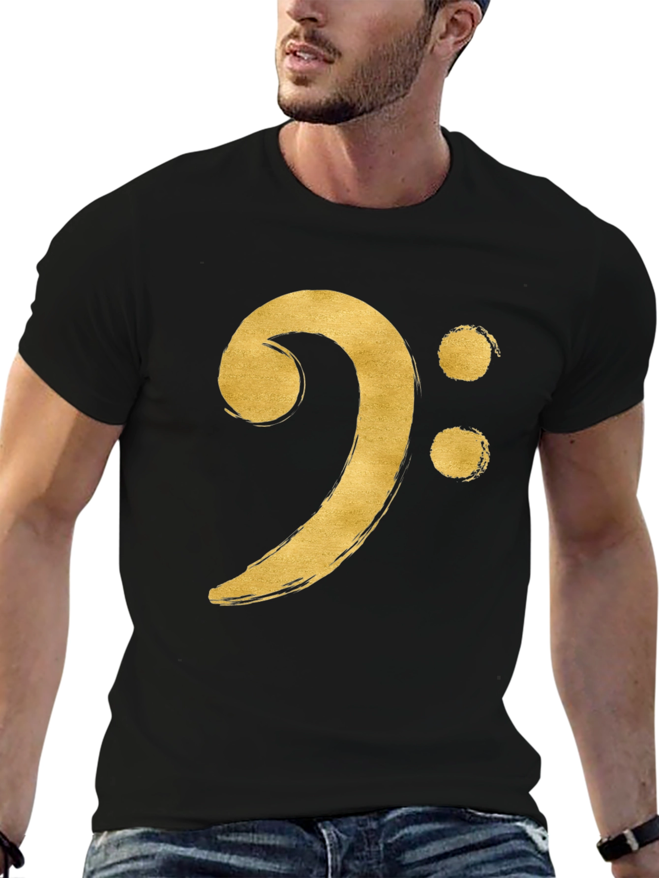 Bass Clef T-Shirt - Musical Golden Style