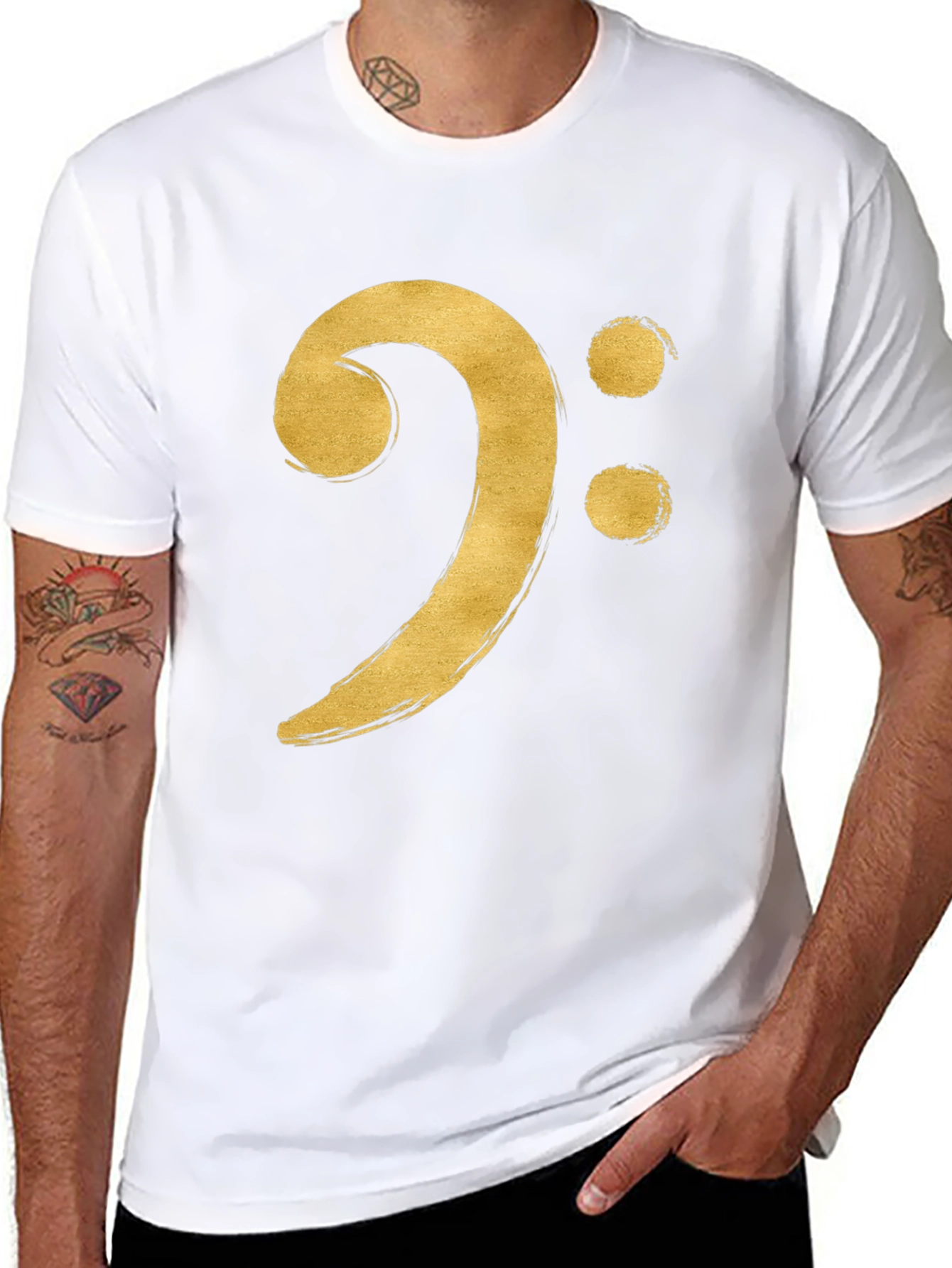 Bass Clef T-Shirt - Musical Golden Style