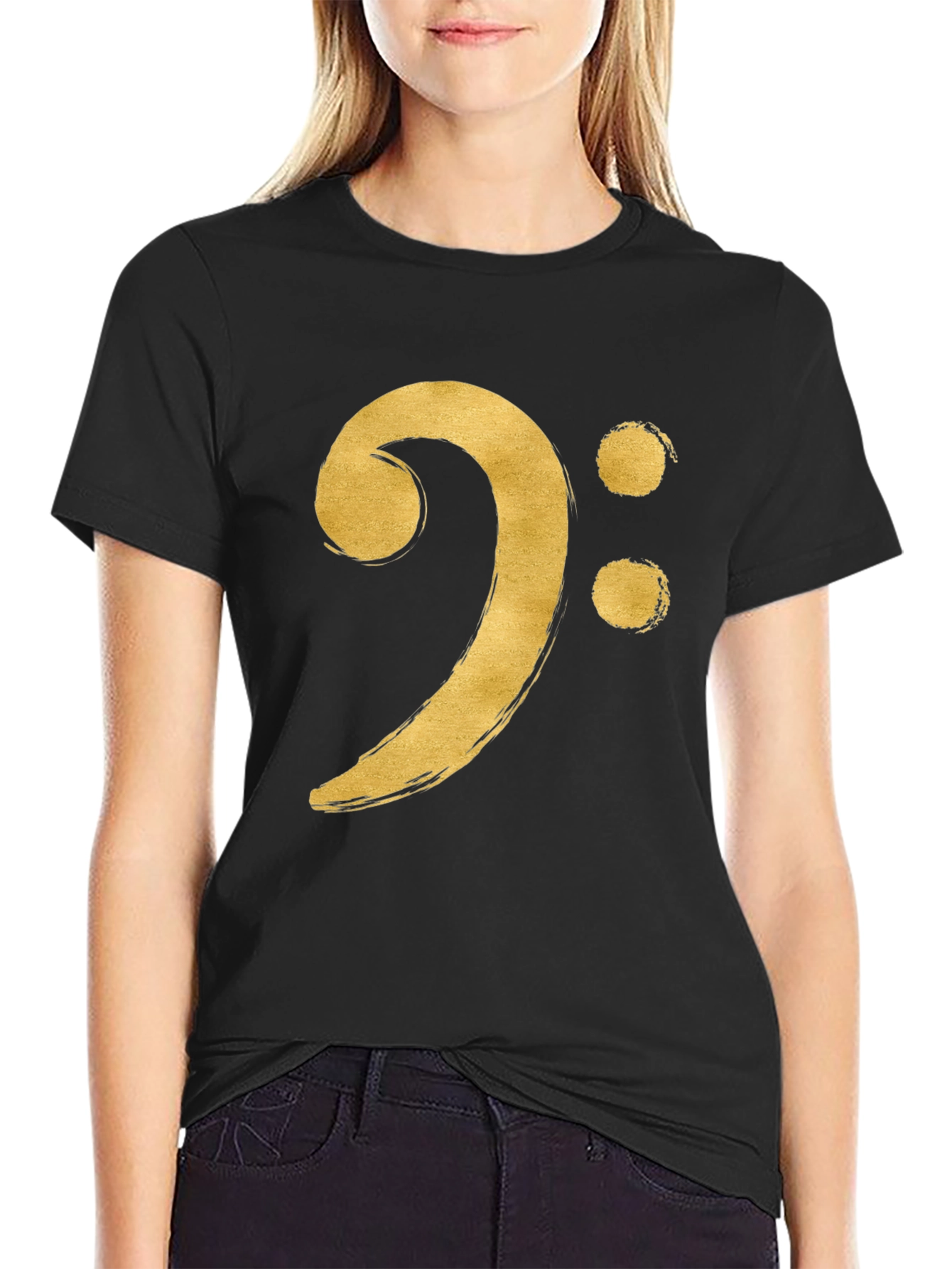 Bass Clef T-Shirt - Musical Golden Style