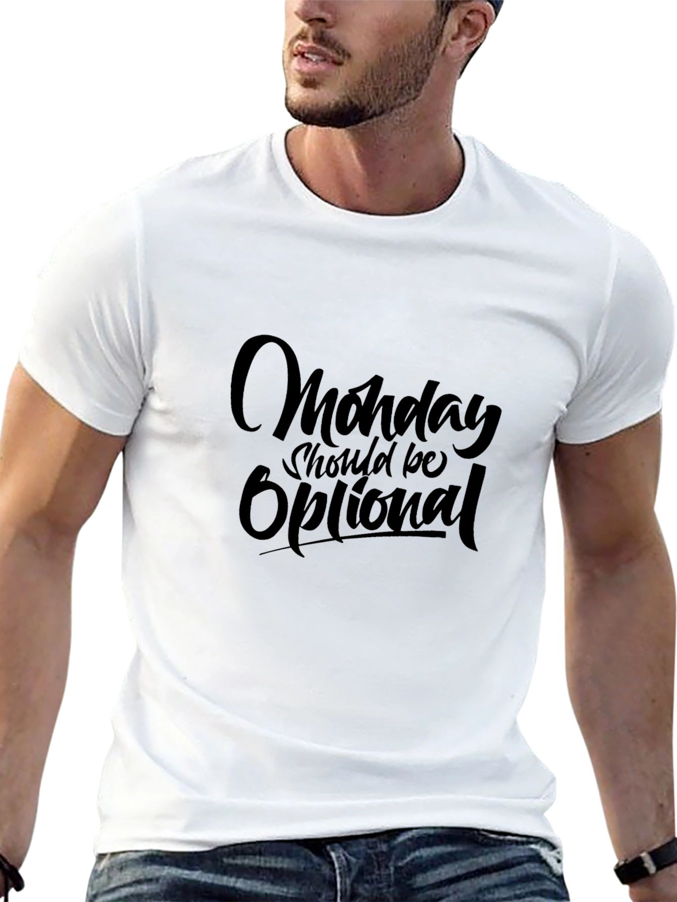 Monday Should Be Optional Black Graphic Tee