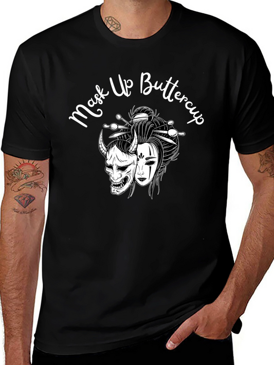 Mask Up Buttercup Graphic Tee - Black