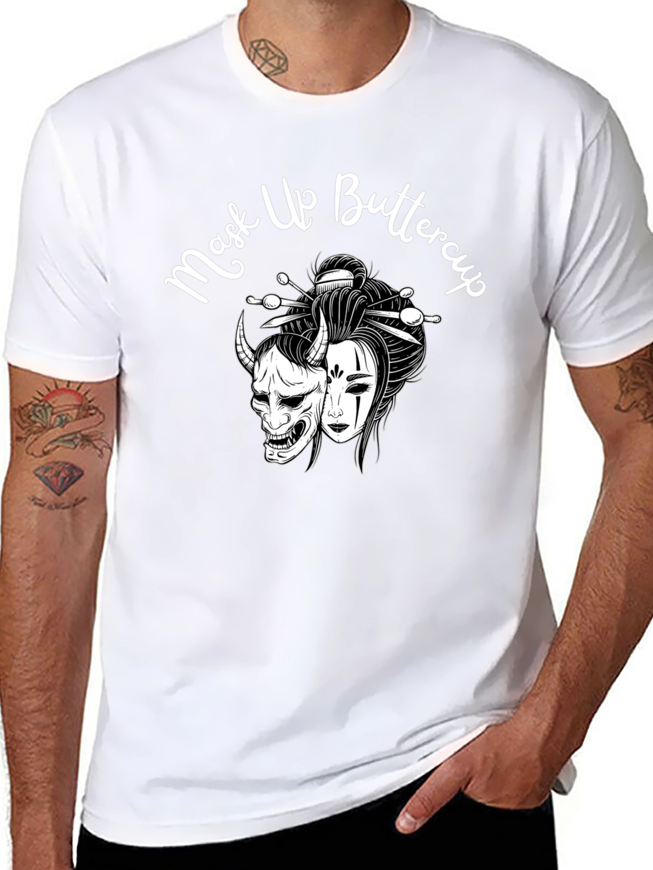 Mask Up Buttercup Graphic Tee - Black