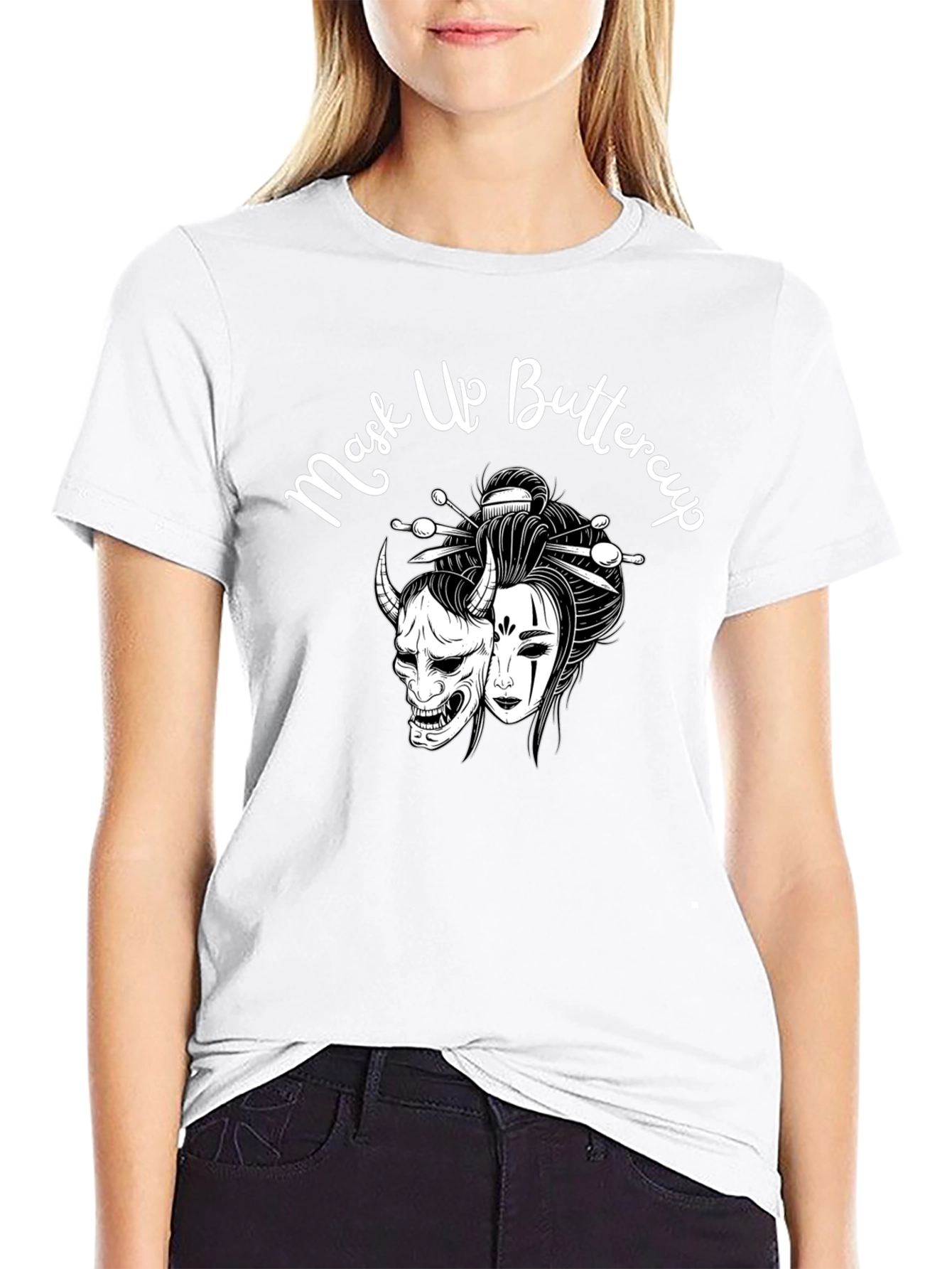 Mask Up Buttercup Graphic Tee - Black
