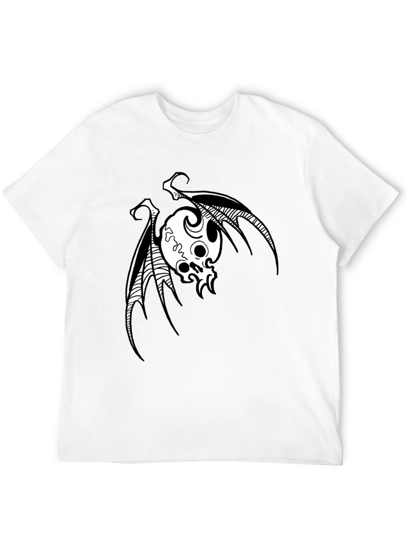 Skull Bat Graphic Print Mens Black T-Shirt