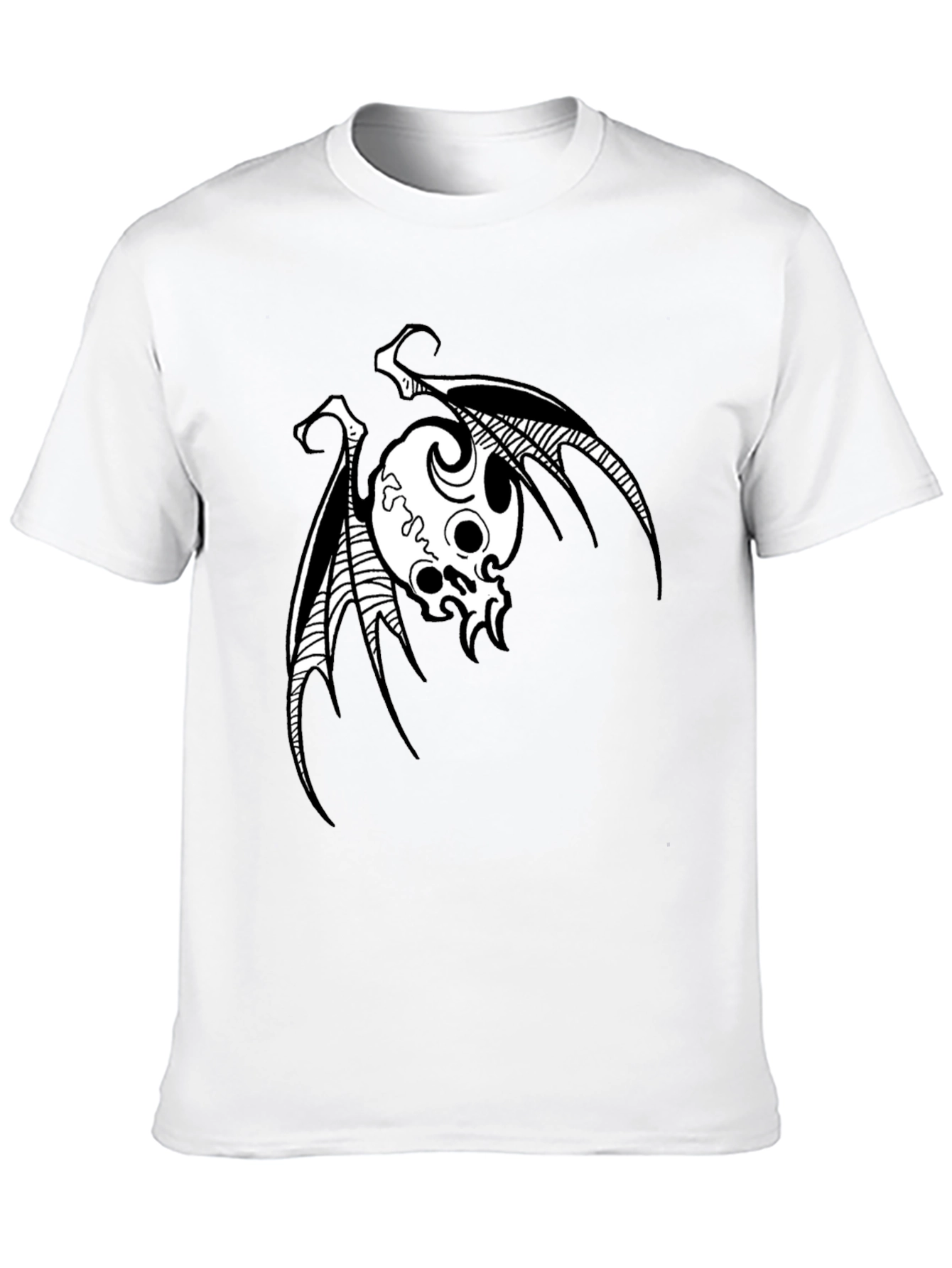 Skull Bat Graphic Print Mens Black T-Shirt