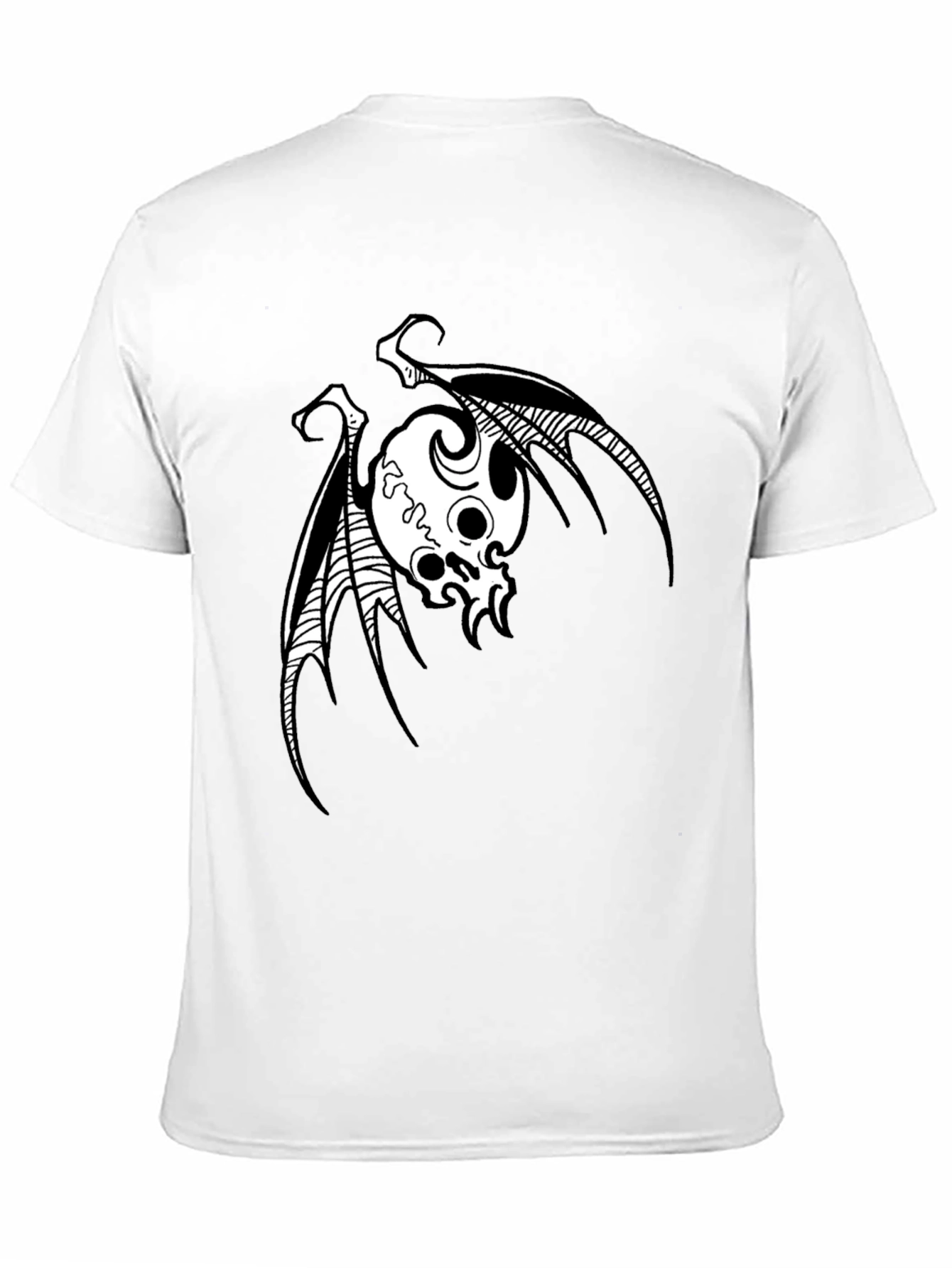 Skull Bat Graphic Print Mens Black T-Shirt