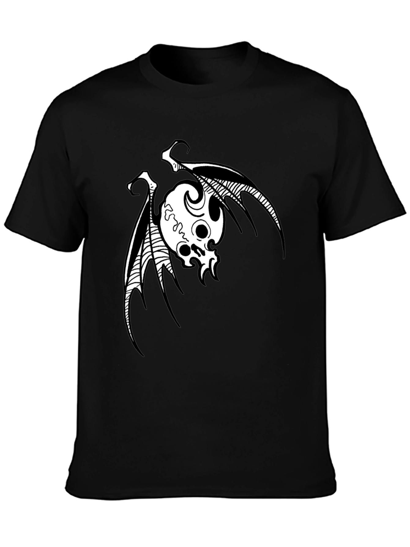 Skull Bat Graphic Print Mens Black T-Shirt