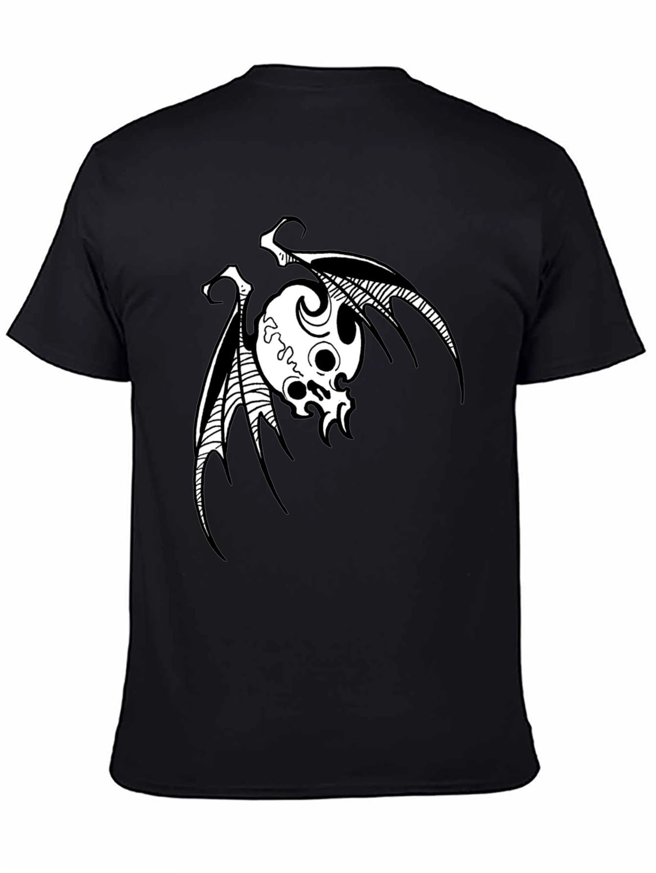 Skull Bat Graphic Print Mens Black T-Shirt