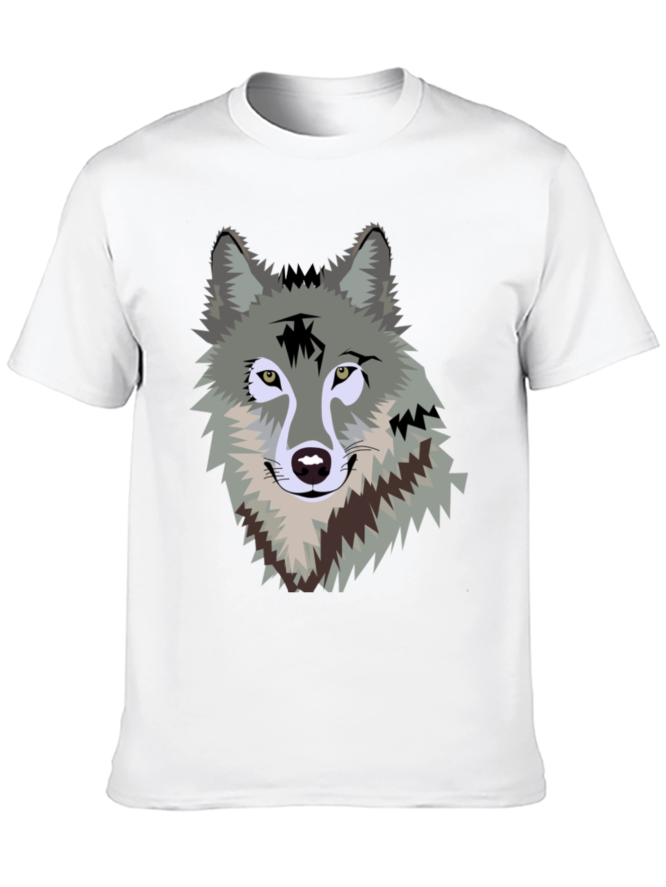 Mens Black T-Shirt with Wolf Graphic