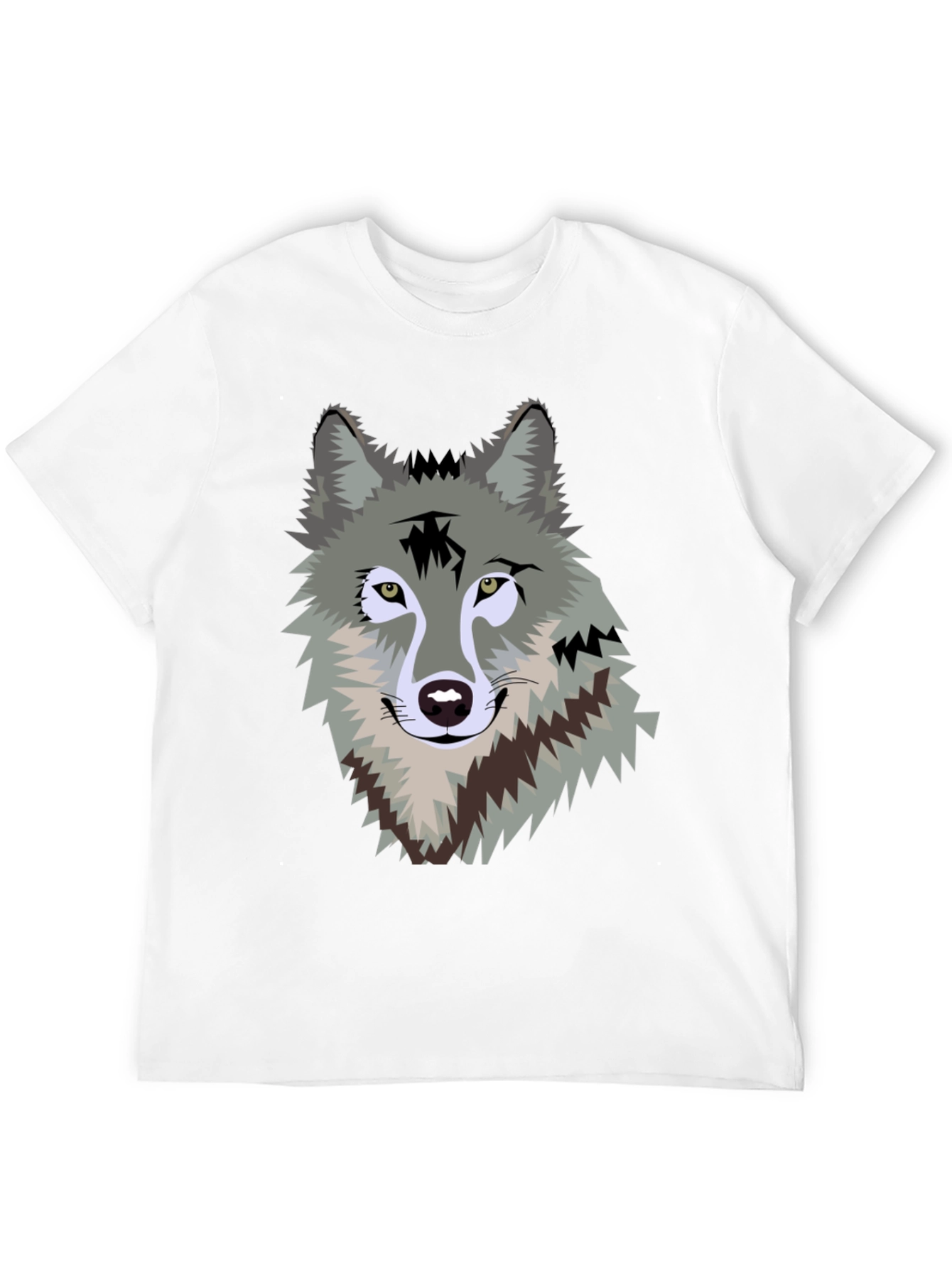 Mens Black T-Shirt with Wolf Graphic