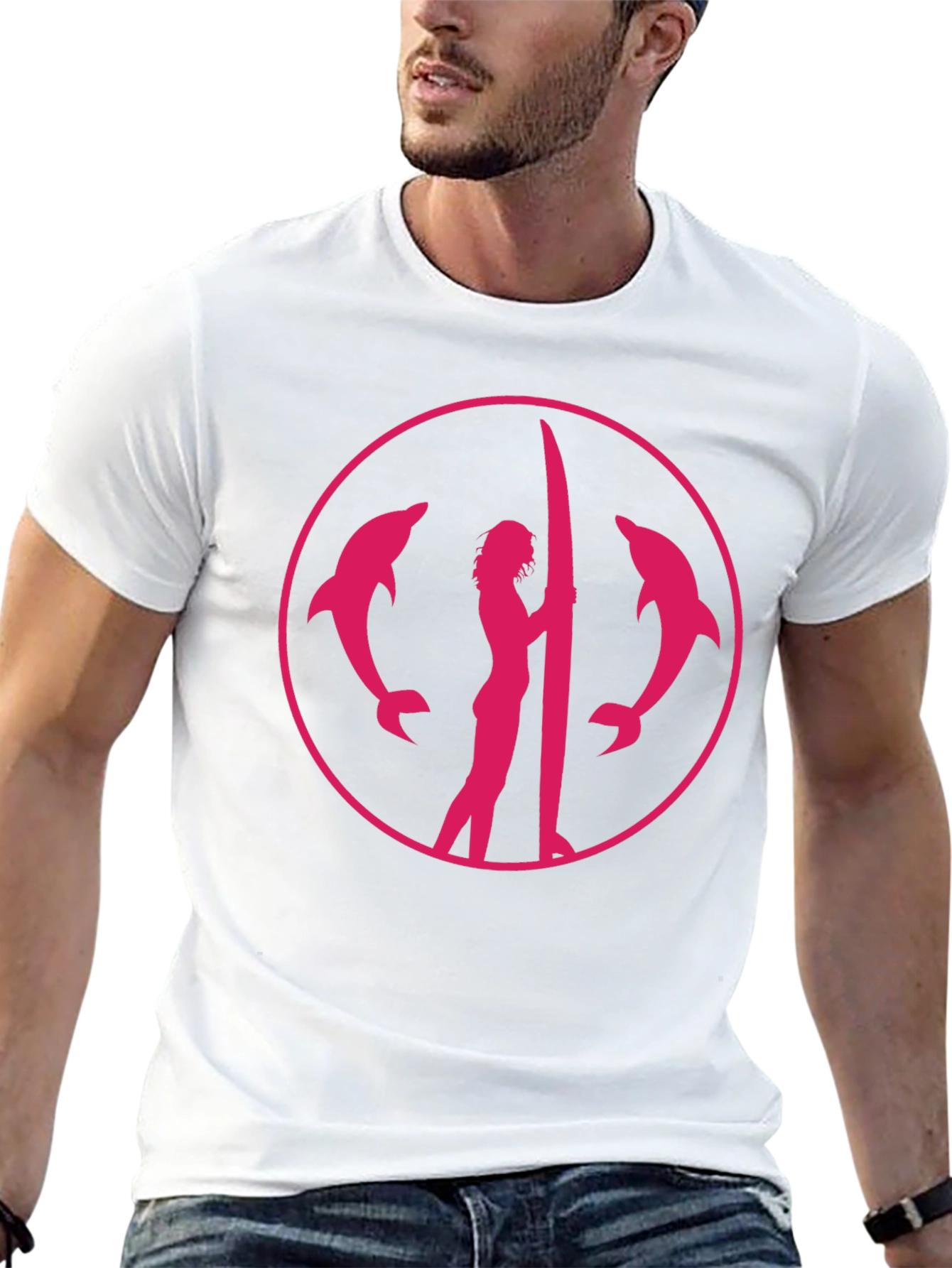 Dolphin Surfer Graphic Tee - Black