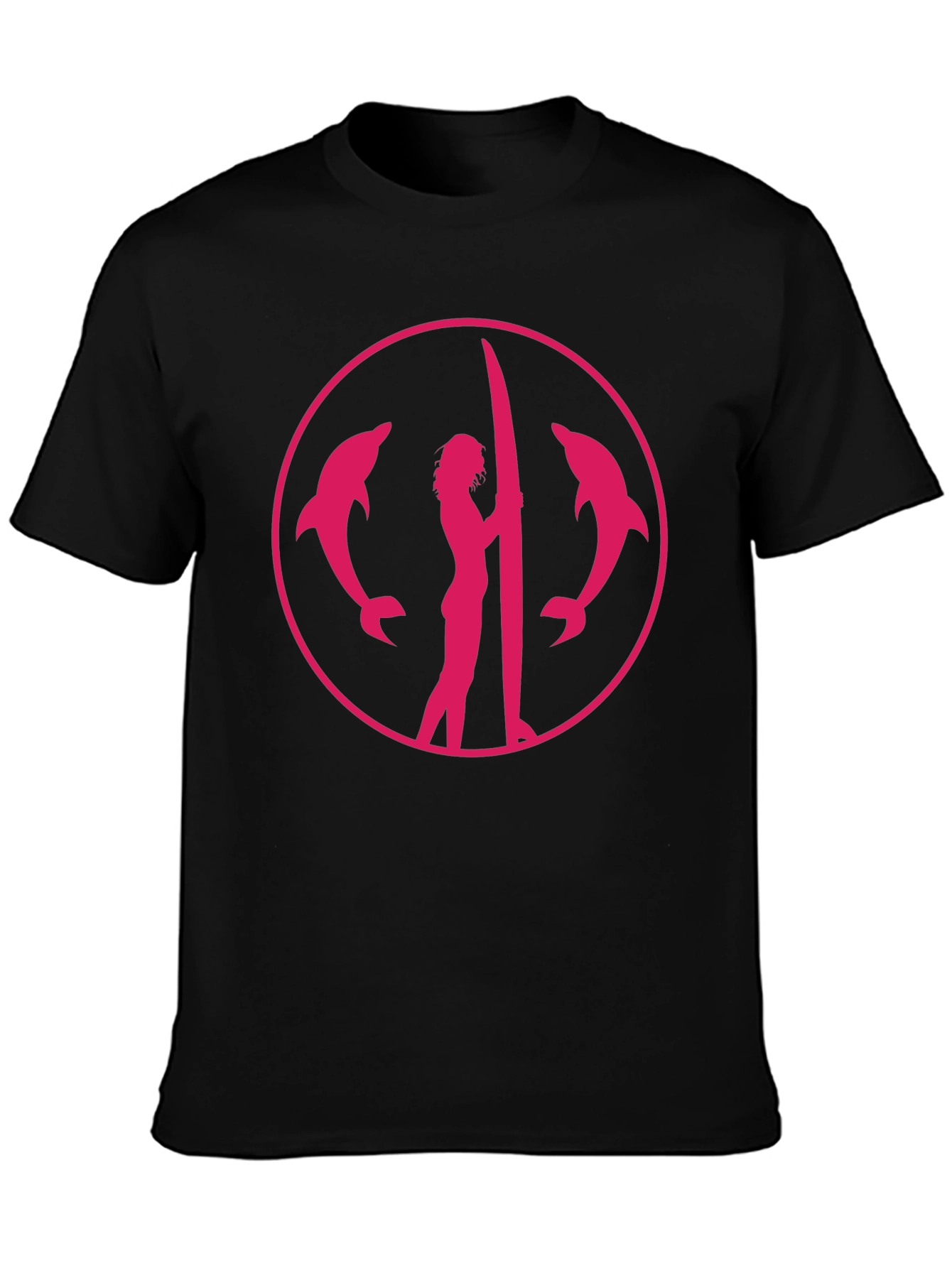 Dolphin Surfer Graphic Tee - Black
