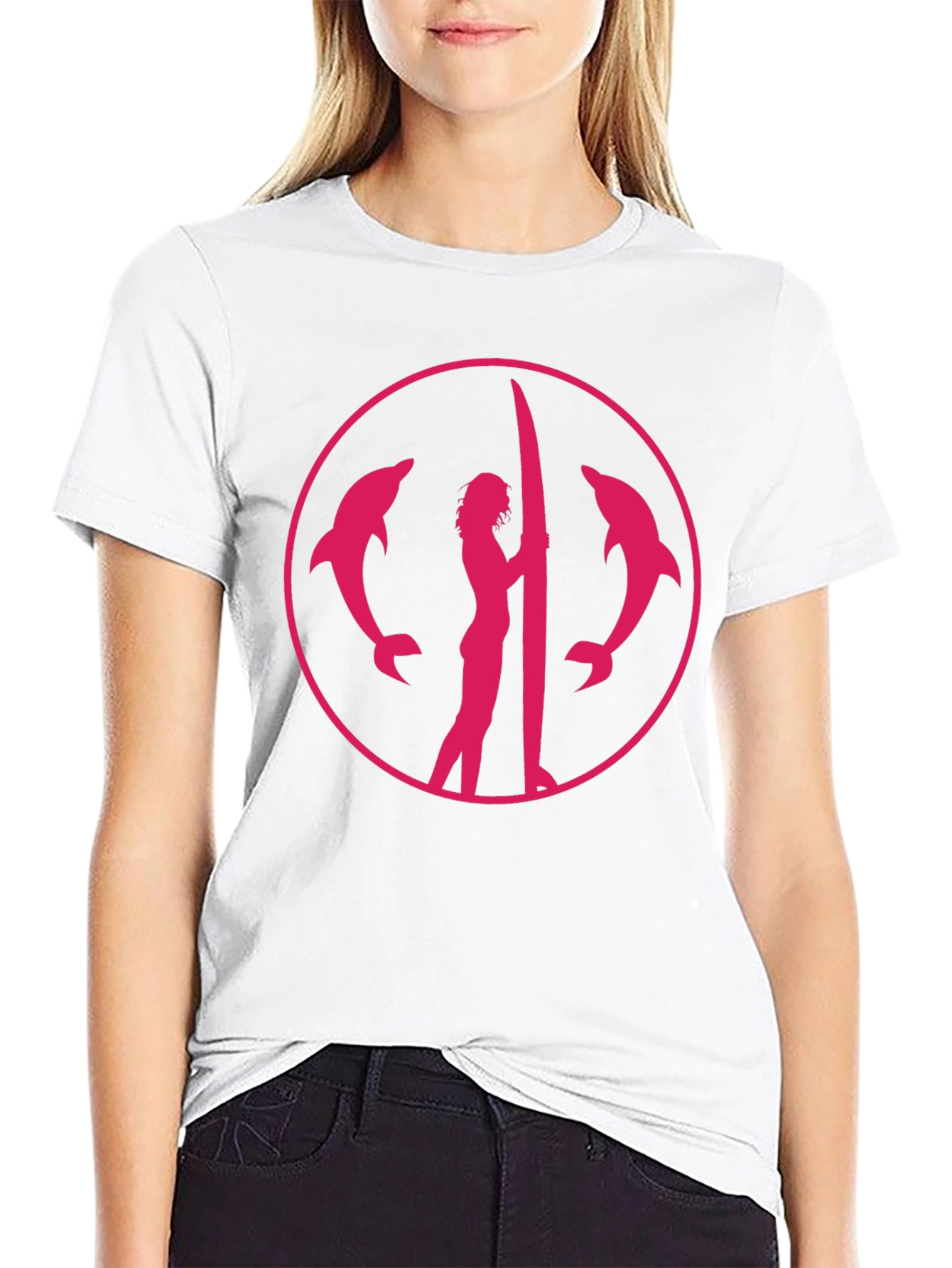 Dolphin Surfer Graphic Tee - Black