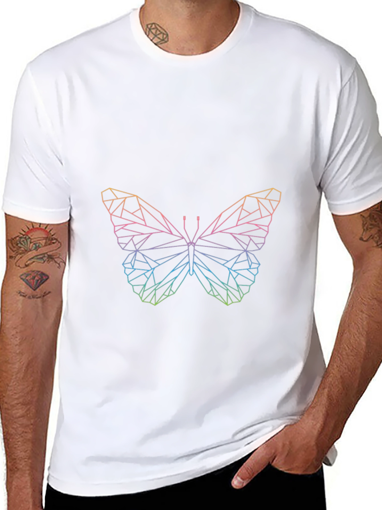 Geometric Butterfly Graphic Tee - Modern Style