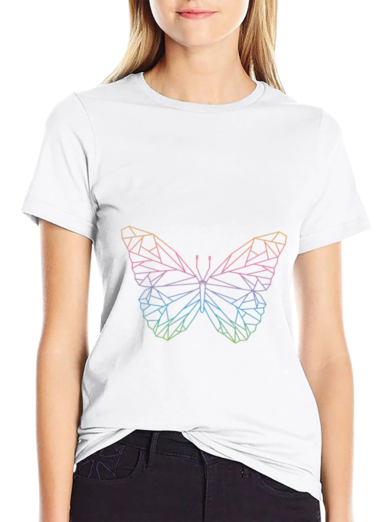 Geometric Butterfly Graphic Tee - Modern Style