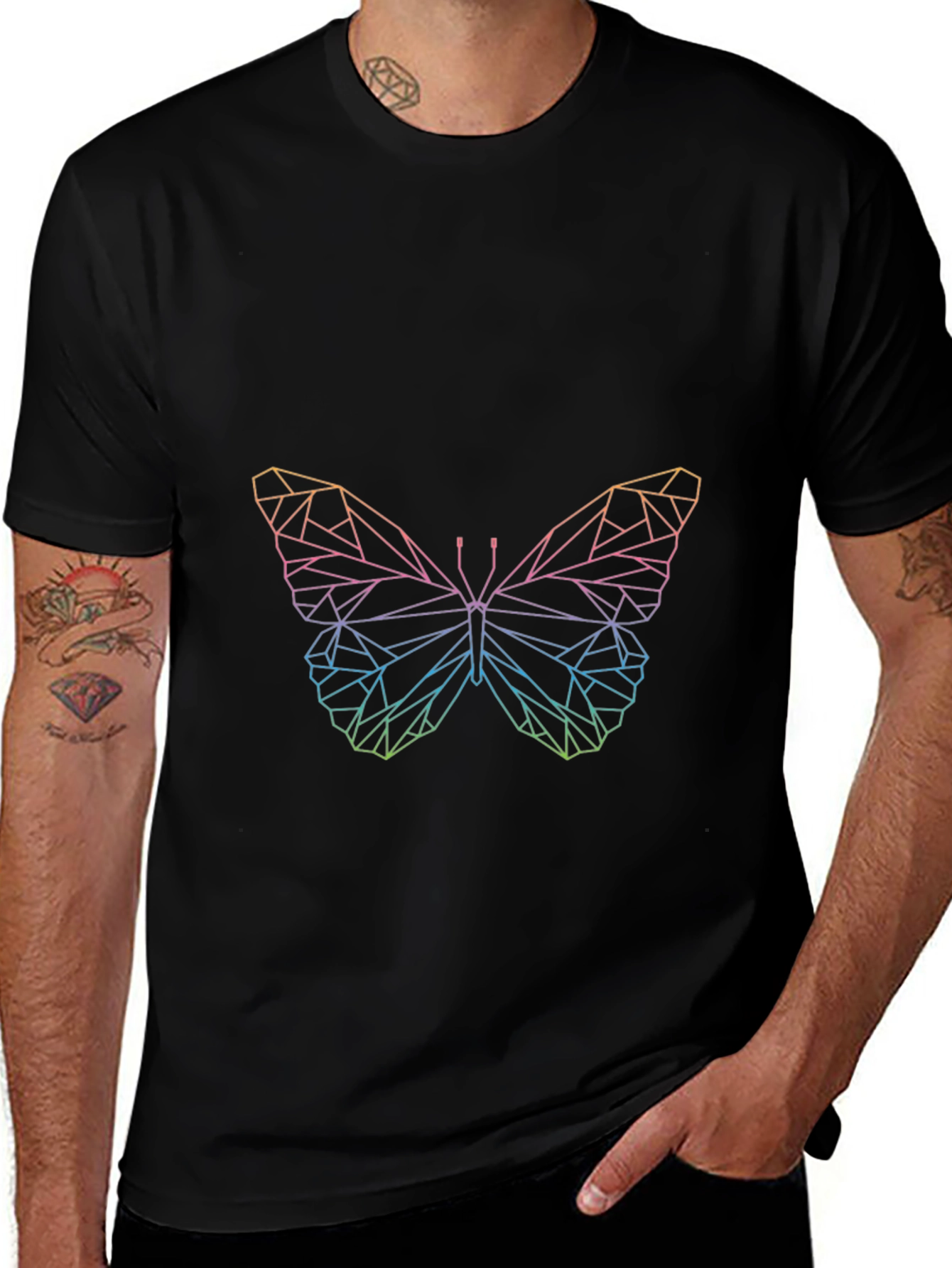 Geometric Butterfly Graphic Tee - Modern Style