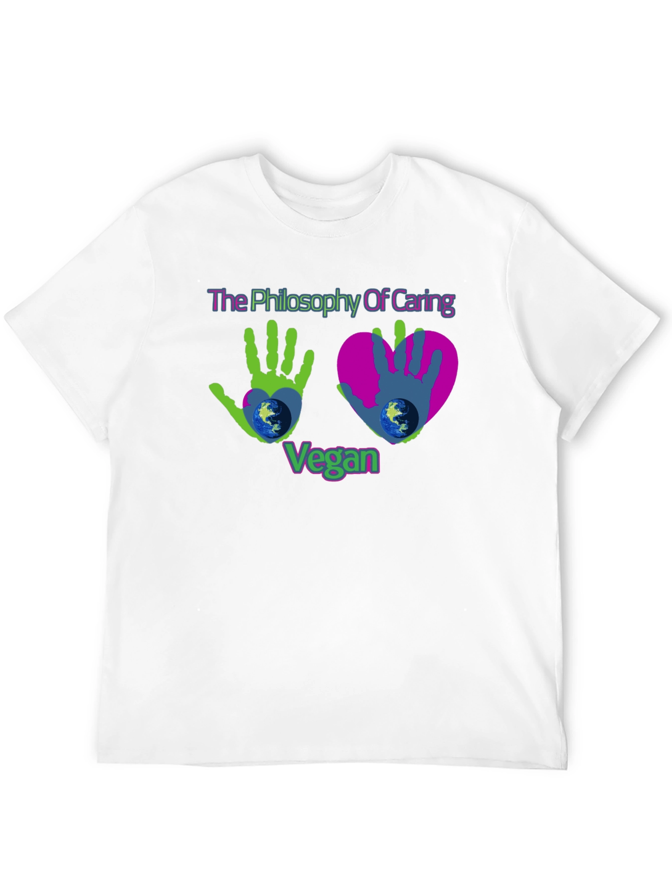 Vegan Philosophy Caring Earth Graphic T-Shirt