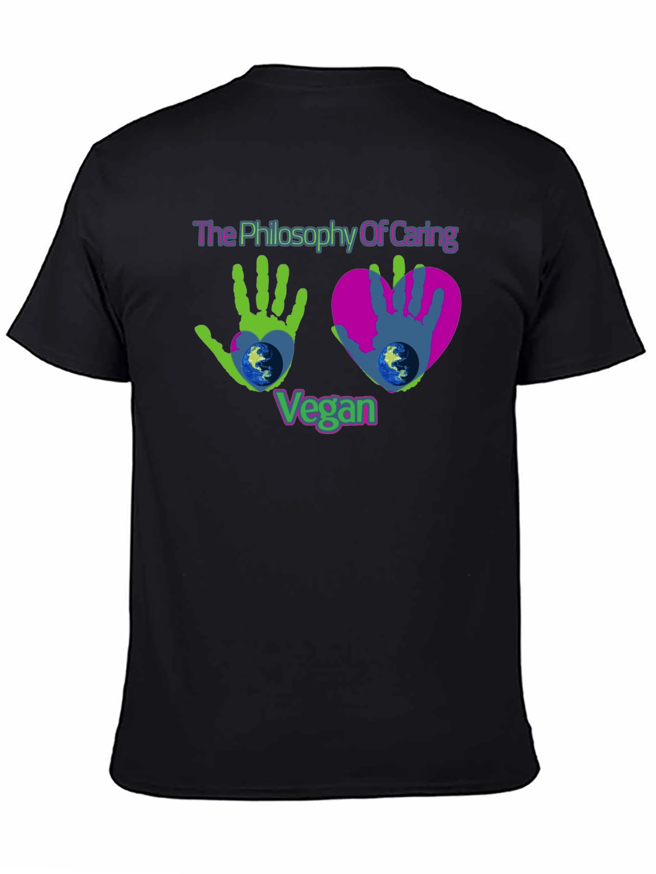 Vegan Philosophy Caring Earth Graphic T-Shirt