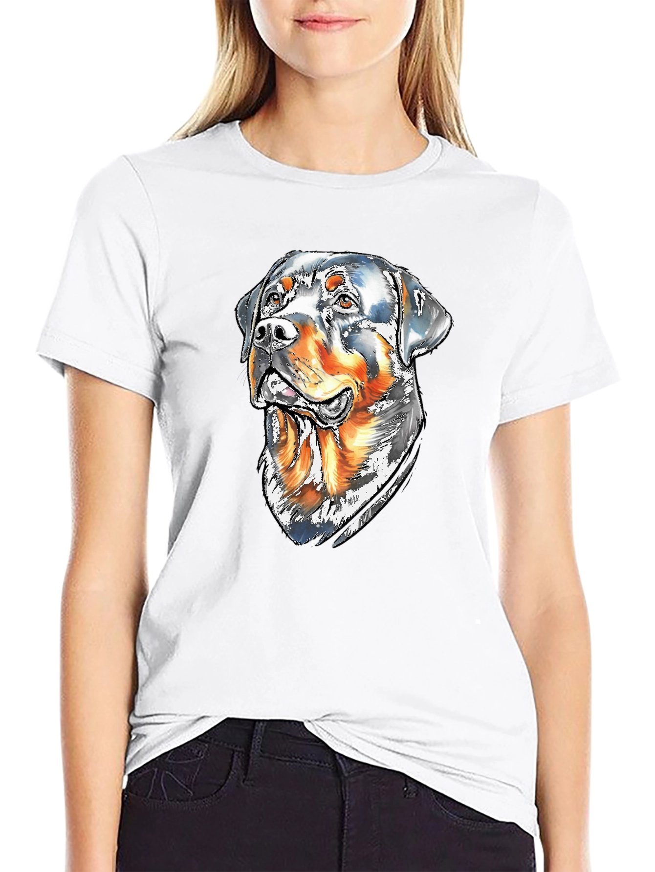Rottweiler Dog Graphic Tee - Mens Black T-Shirt