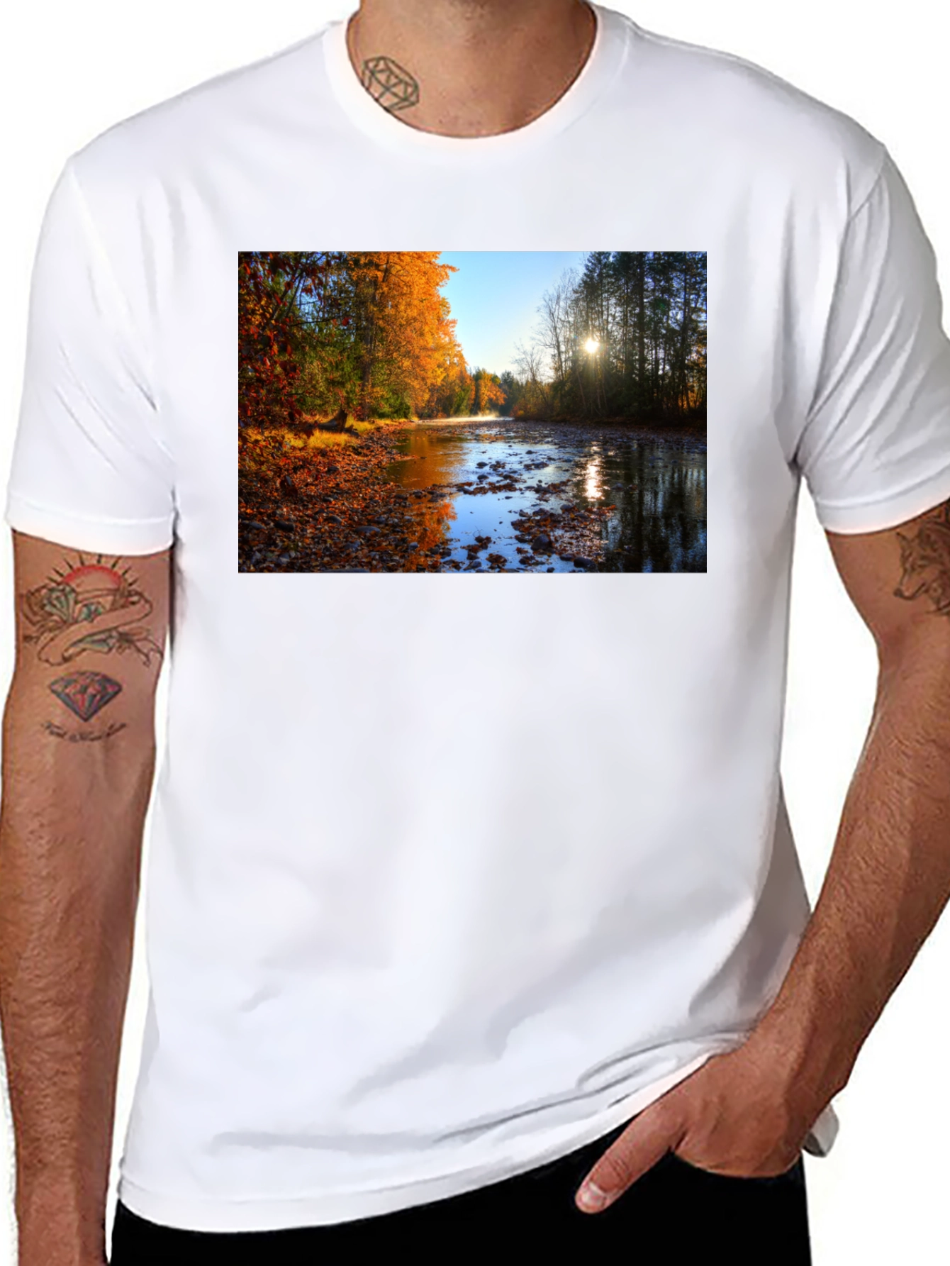 Autumn River Graphic Tee - Nature Lovers T-Shirt