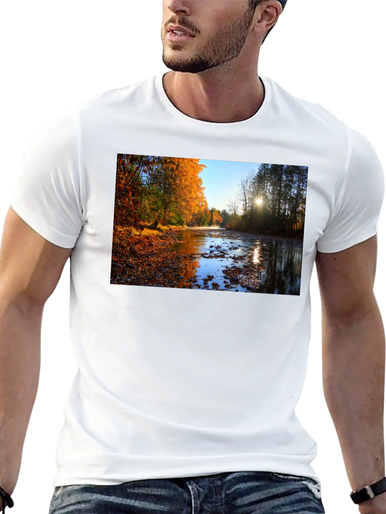 Autumn River Graphic Tee - Nature Lovers T-Shirt