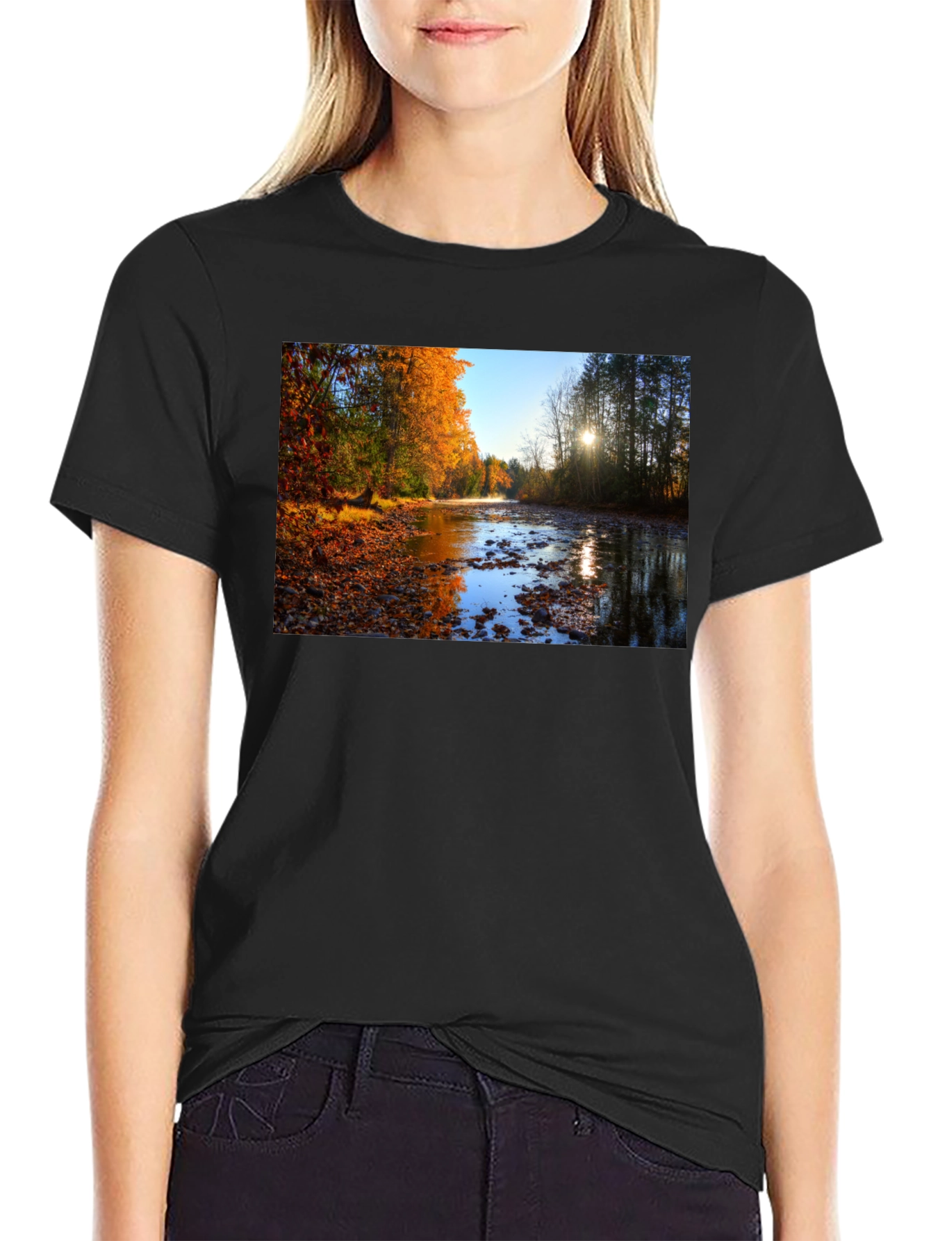 Autumn River Graphic Tee - Nature Lovers T-Shirt