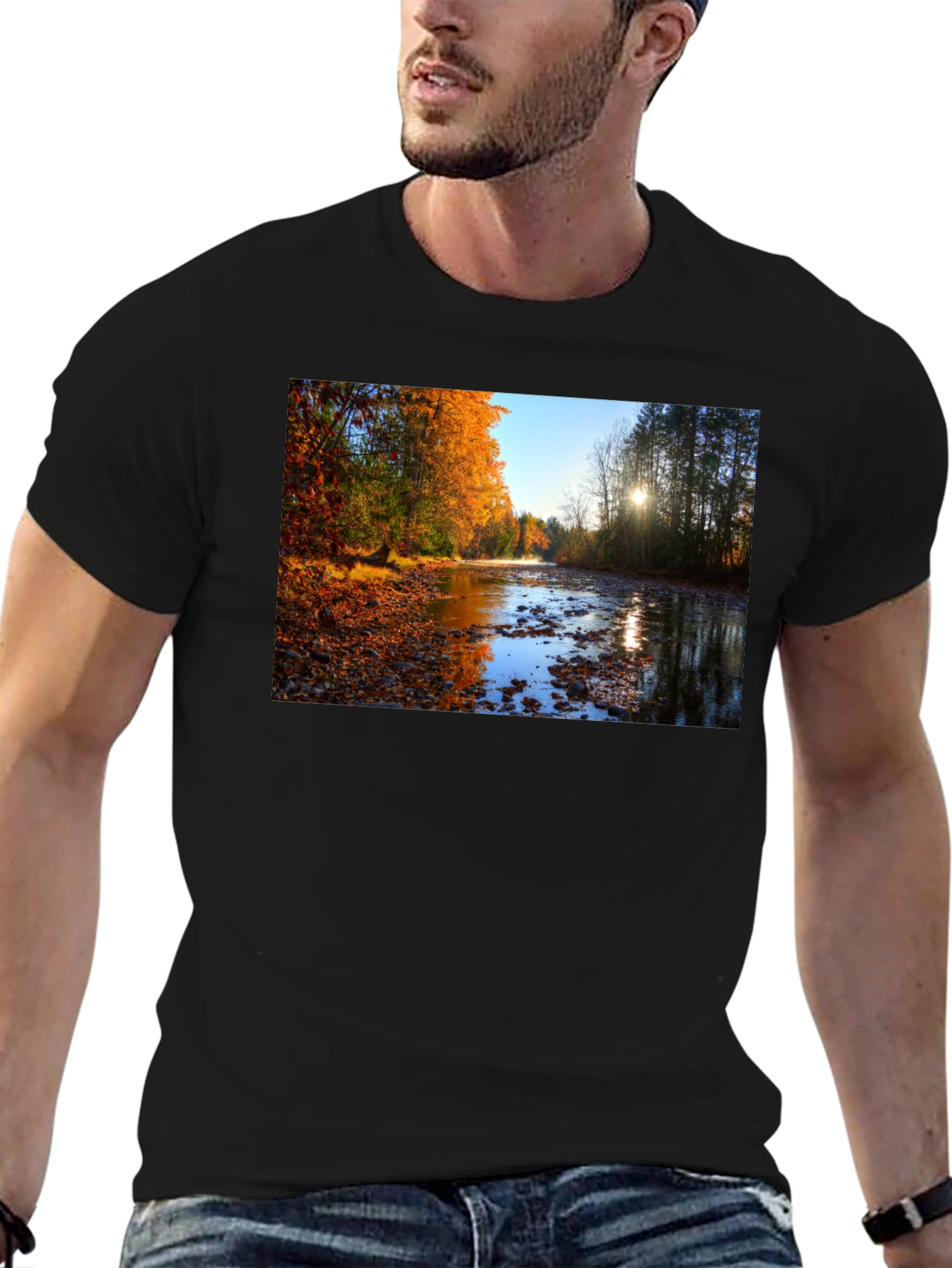 Autumn River Graphic Tee - Nature Lovers T-Shirt