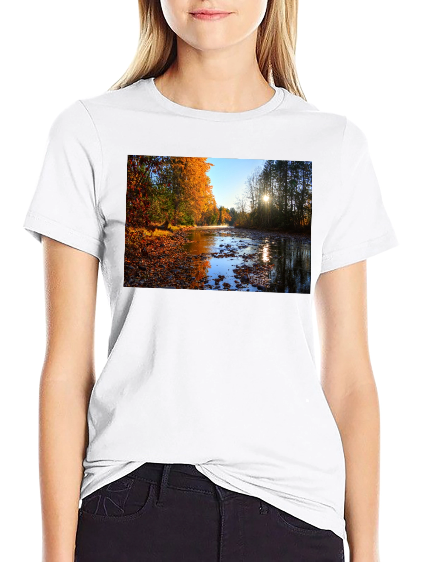 Autumn River Graphic Tee - Nature Lovers T-Shirt
