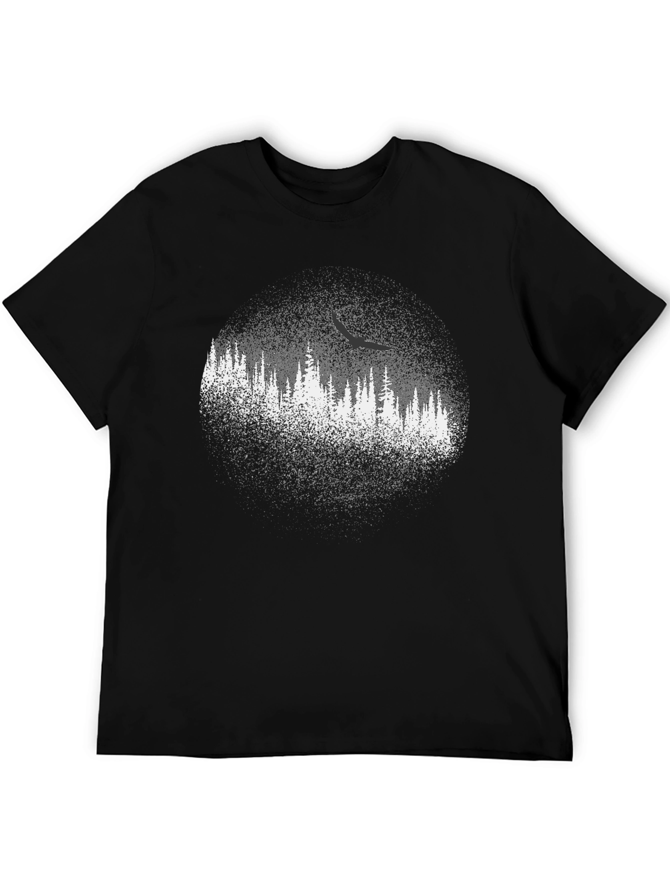 Black Tee with Forest Print