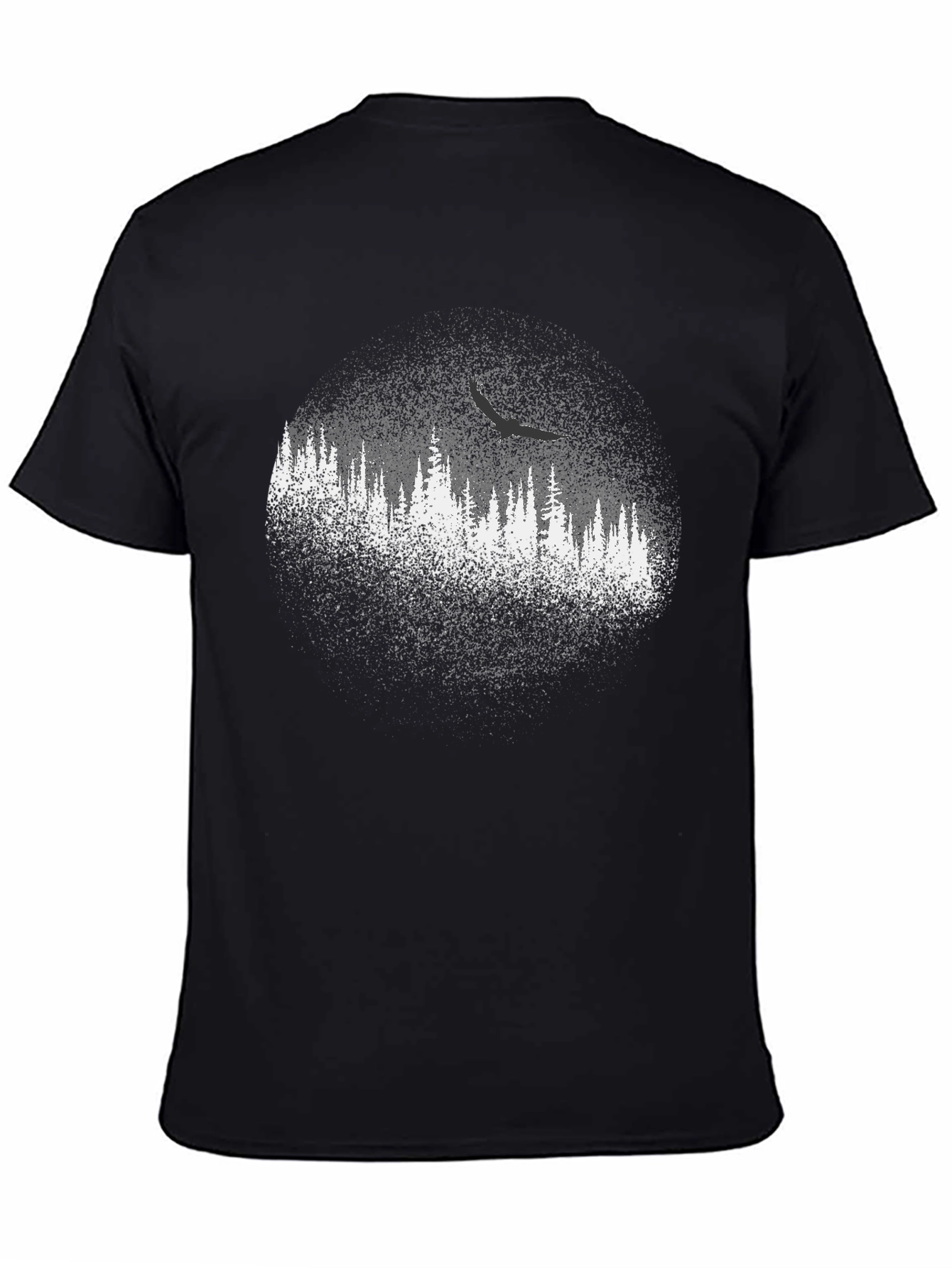 Black Tee with Forest Print