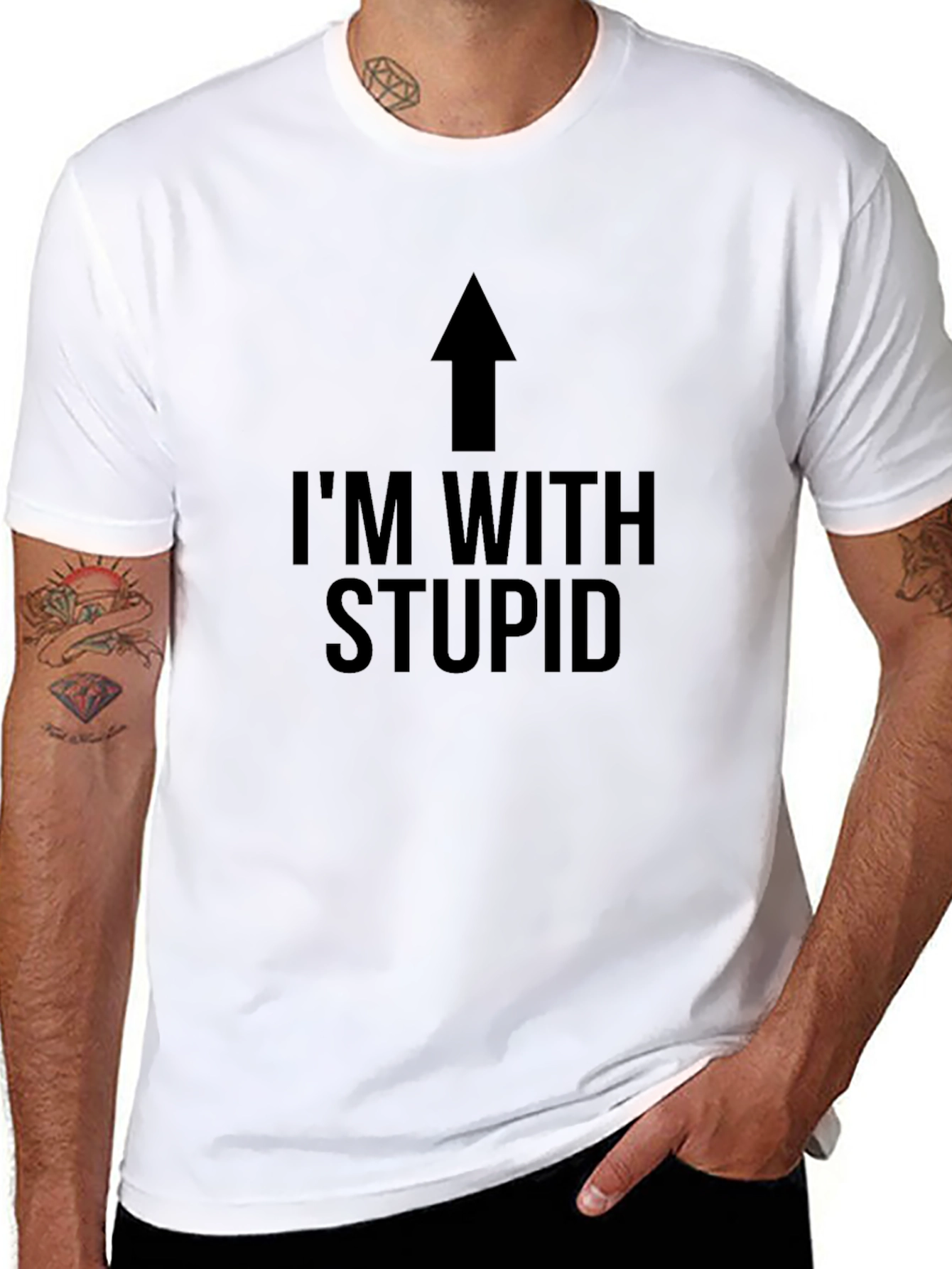Im With Stupid T-Shirt - Novelty Humor Tee