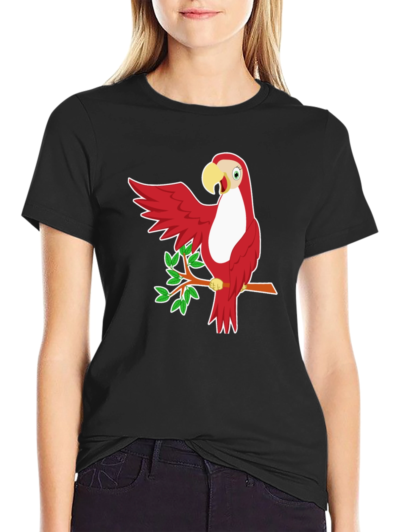 Red Parrot Graphic T-Shirt - Casual Style