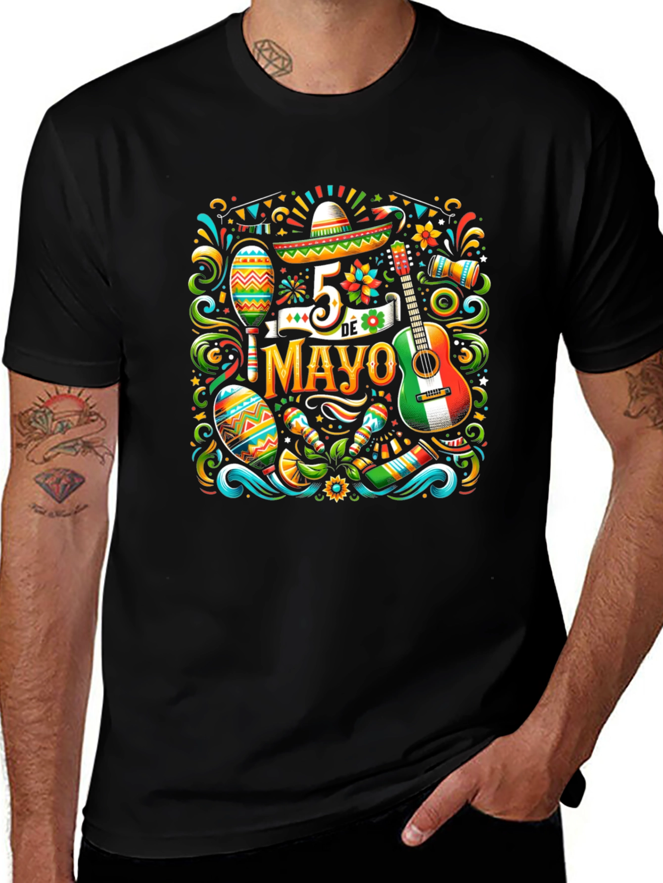 Cinco De Mayo Black T-Shirt - Festive Design