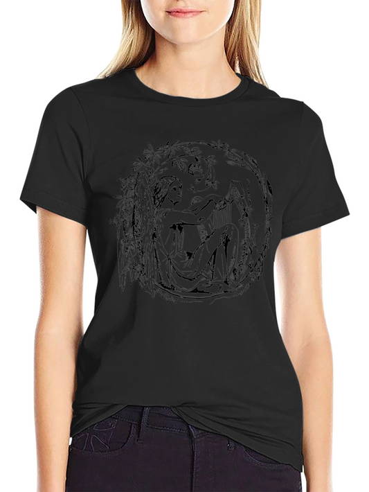 Art Nouveau Harpist Black T-Shirt