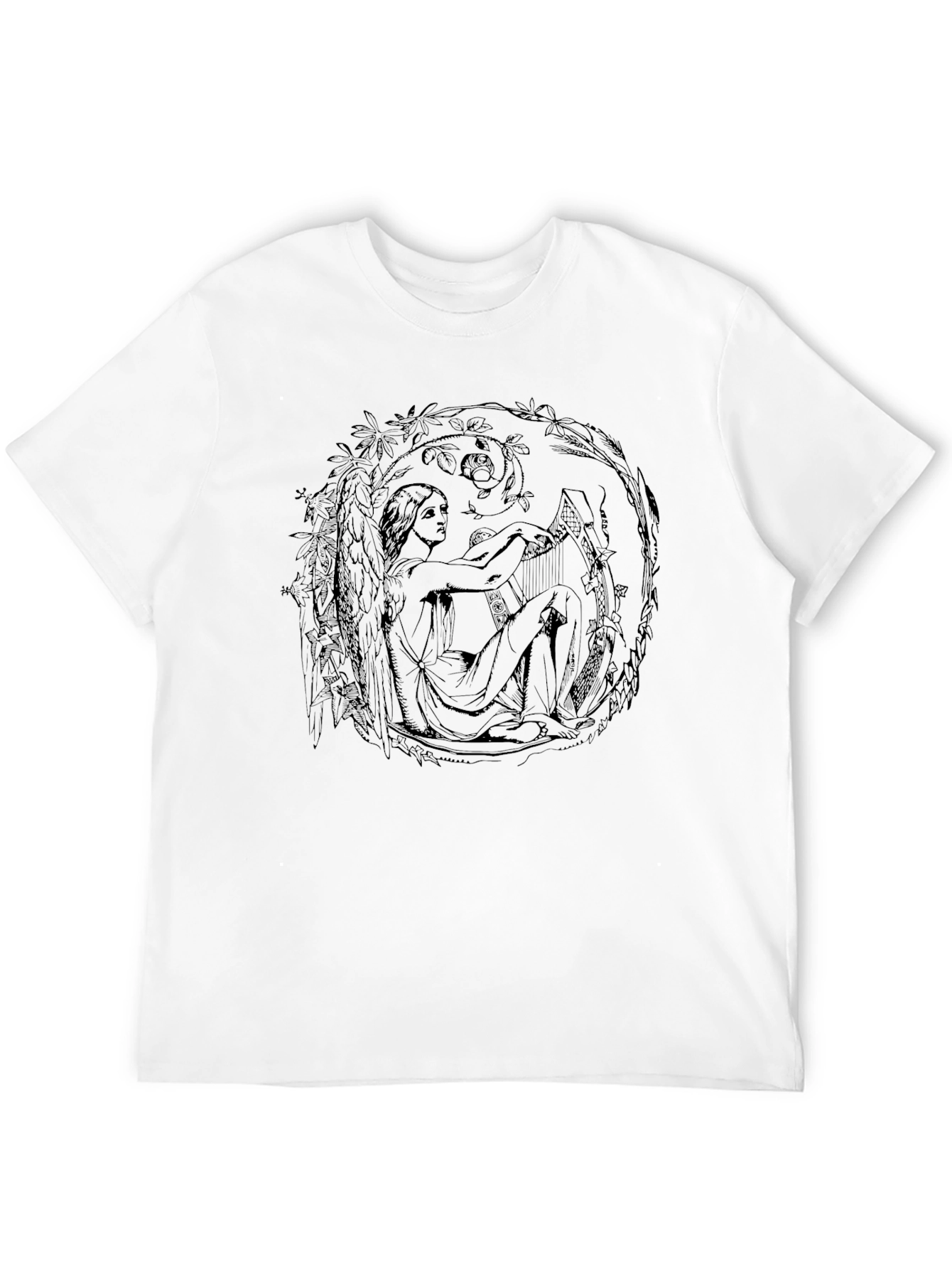Art Nouveau Harpist Black T-Shirt