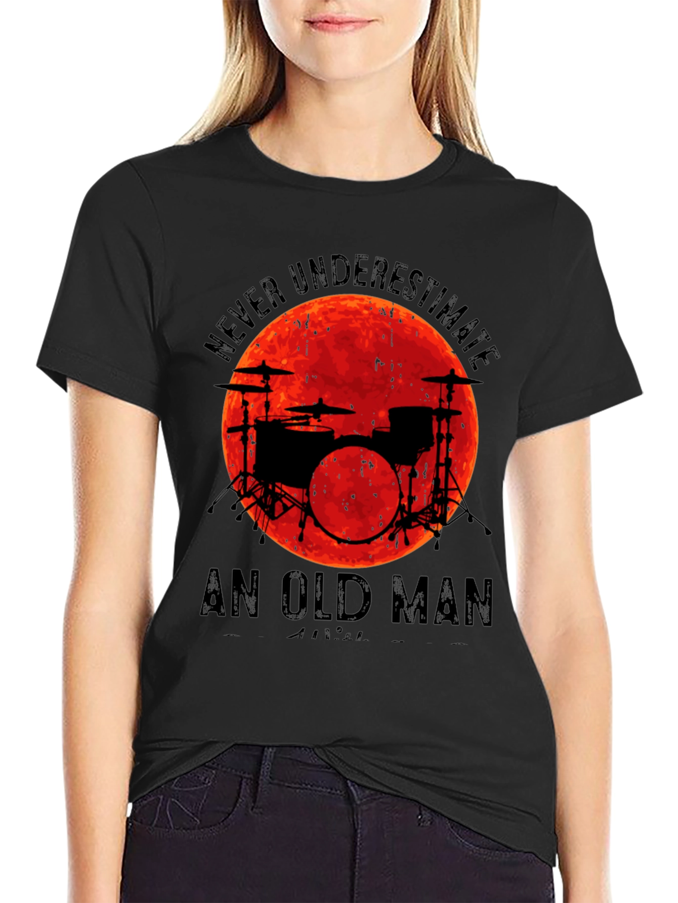 Never Underestimate Old Man Drummer T-Shirt