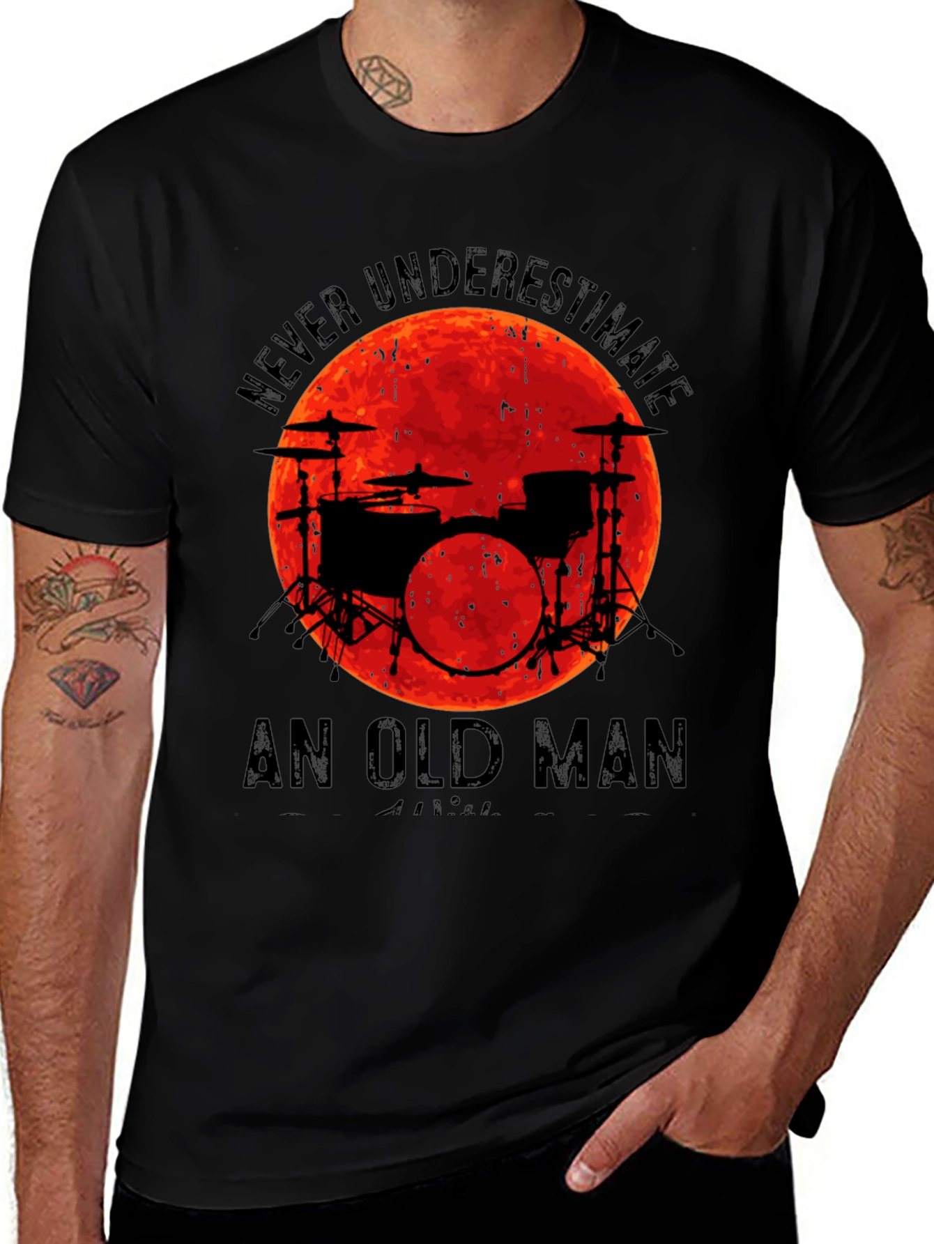 Never Underestimate Old Man Drummer T-Shirt