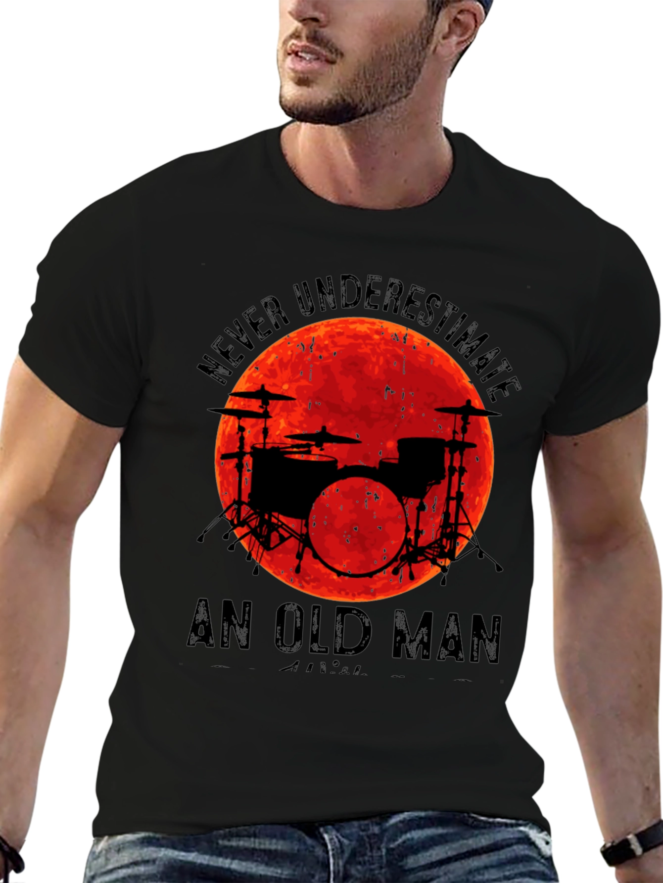 Never Underestimate Old Man Drummer T-Shirt