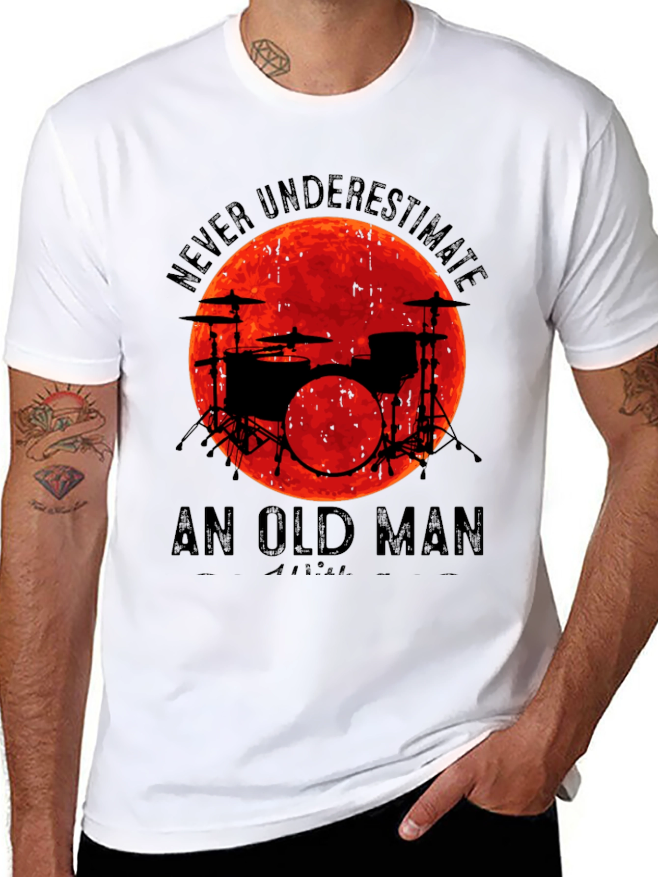 Never Underestimate Old Man Drummer T-Shirt
