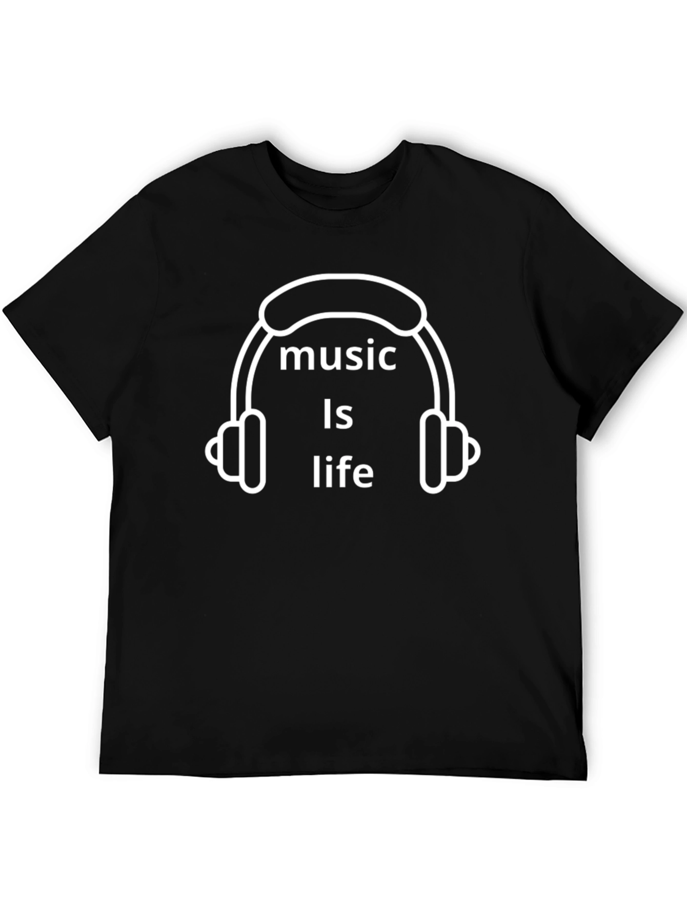 Music Is Life Graphic Tee - Black Cotton T-Shirt