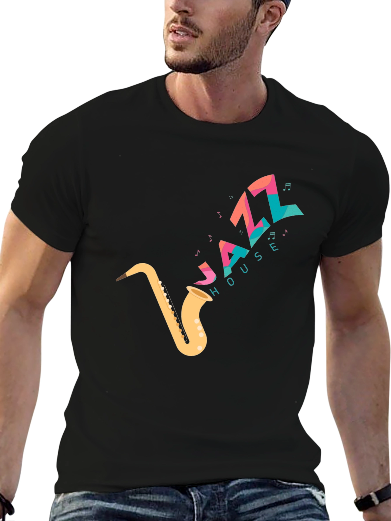 Jazz House Saxophone Graphic T-Shirt