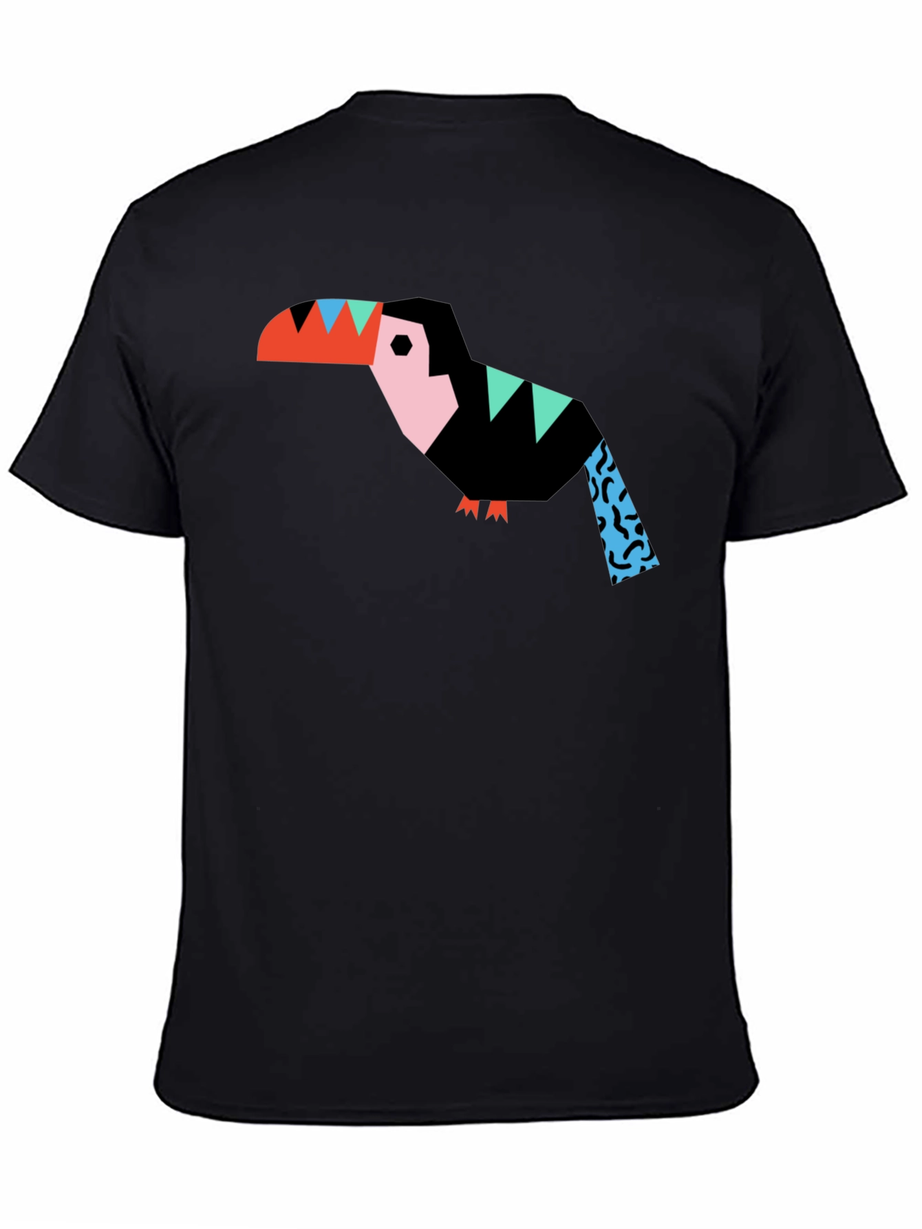 Geometric Toucan Graphic Black T-Shirt