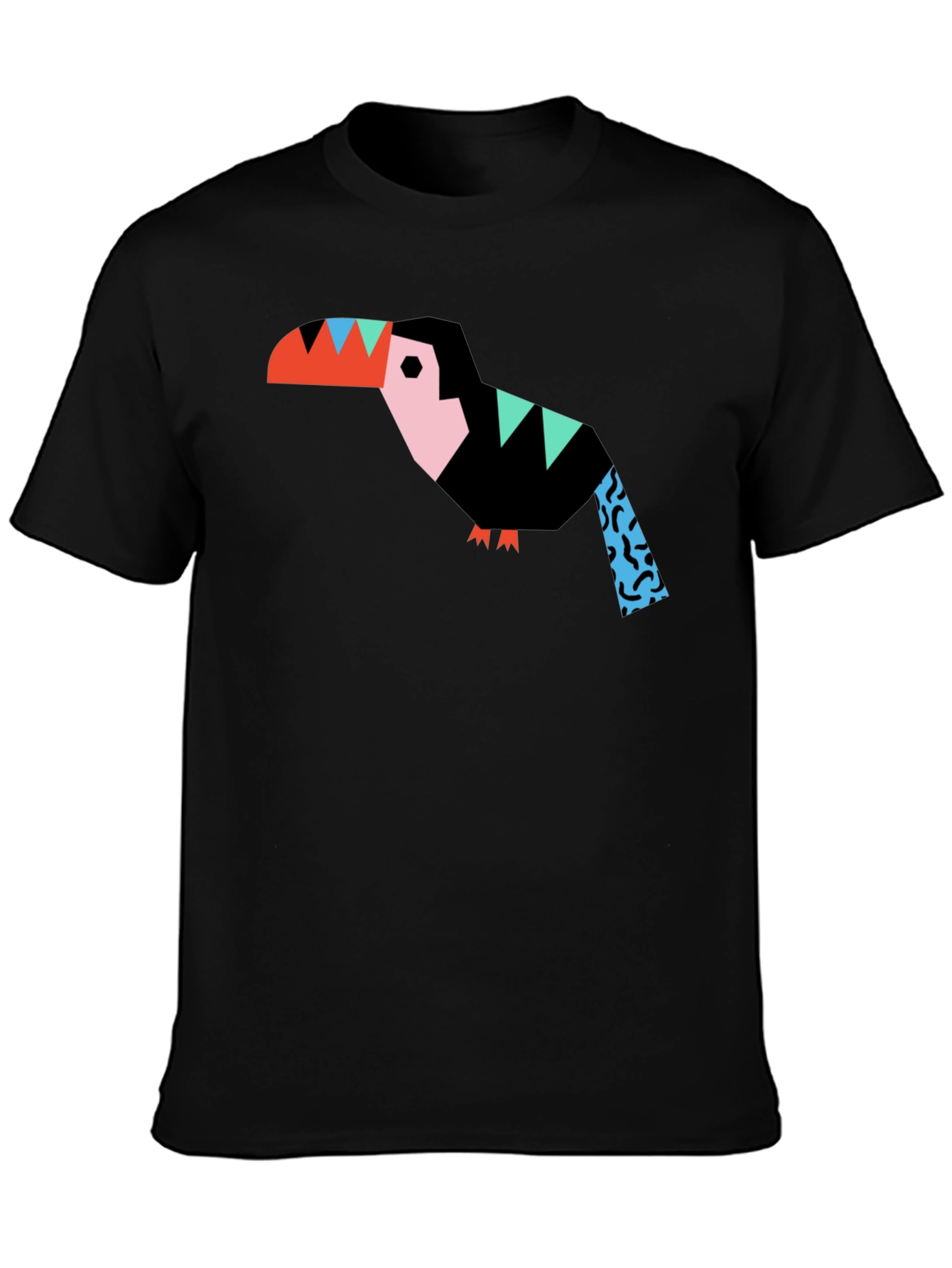 Geometric Toucan Graphic Black T-Shirt