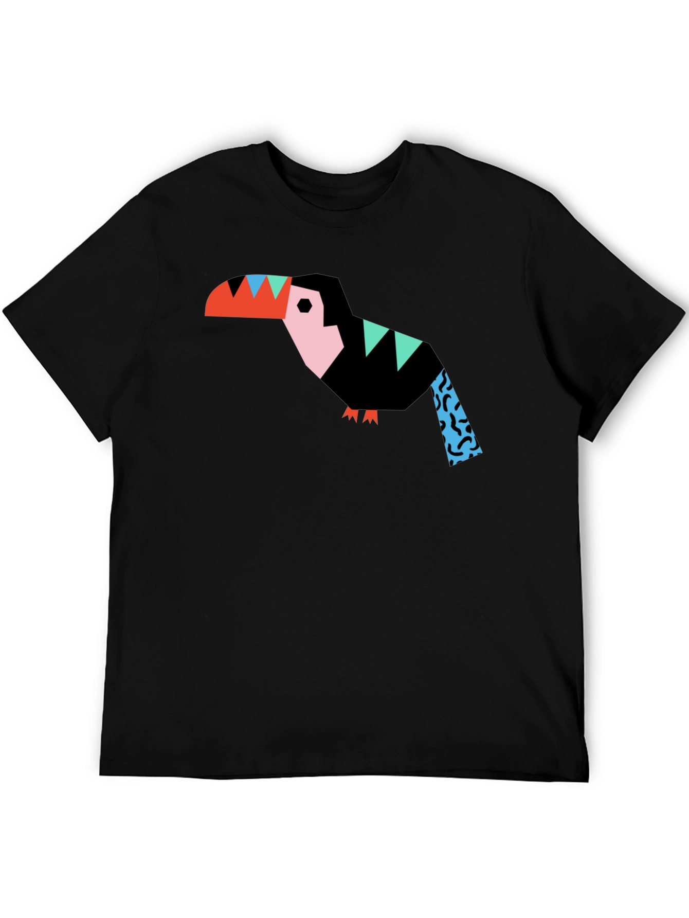 Geometric Toucan Graphic Black T-Shirt