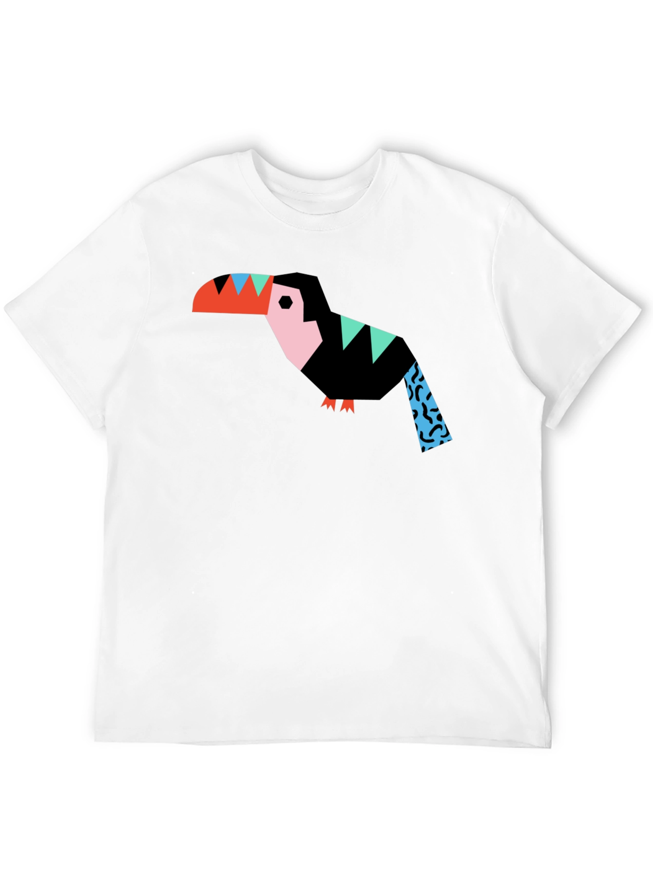 Geometric Toucan Graphic Black T-Shirt