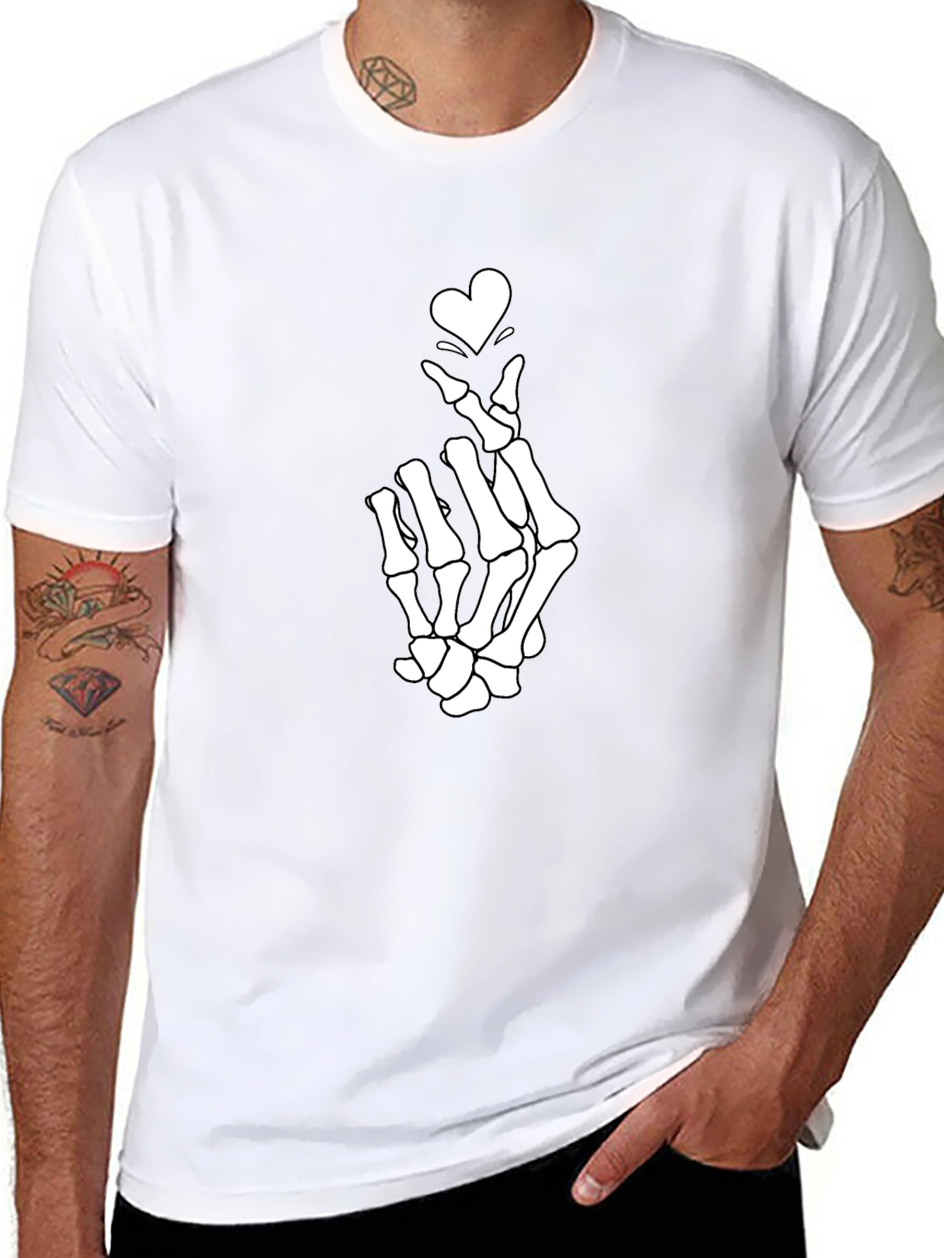 Skeleton Heart Hand T-Shirt - Unique Graphic Tee