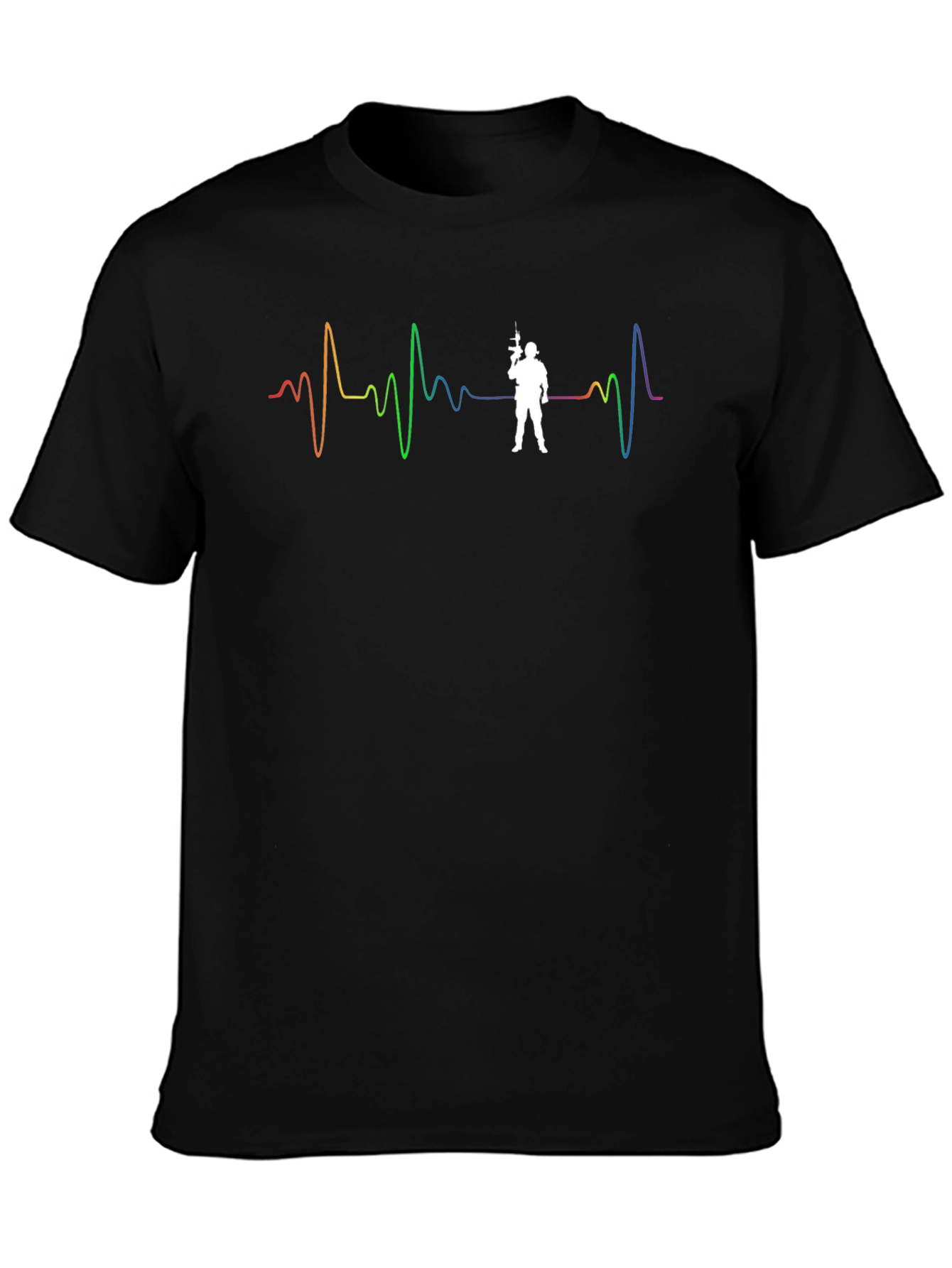 Pride Soldier Heartbeat Black T-Shirt